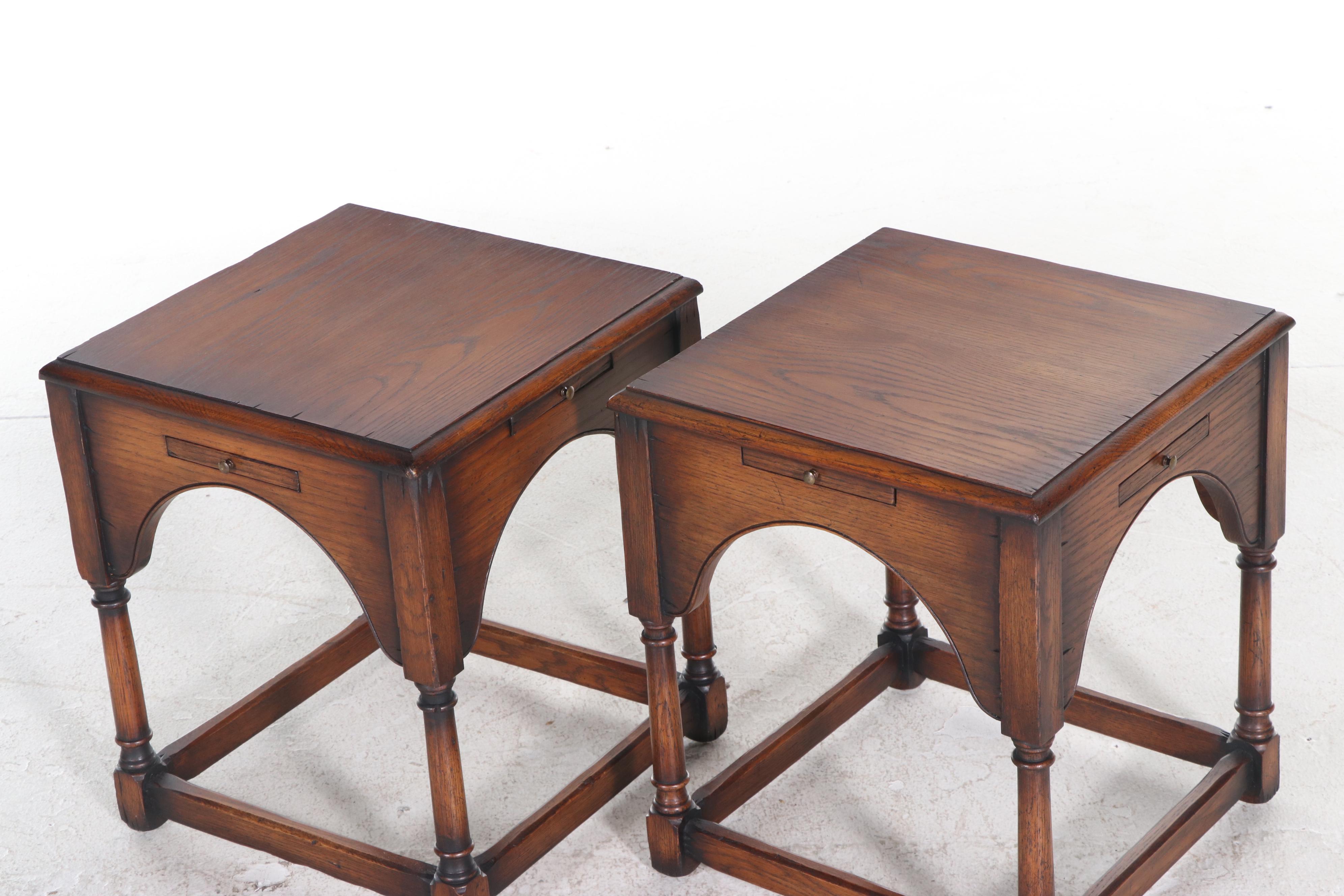 Pair of Yorkshire House English Provincial Style Oak Side Tables