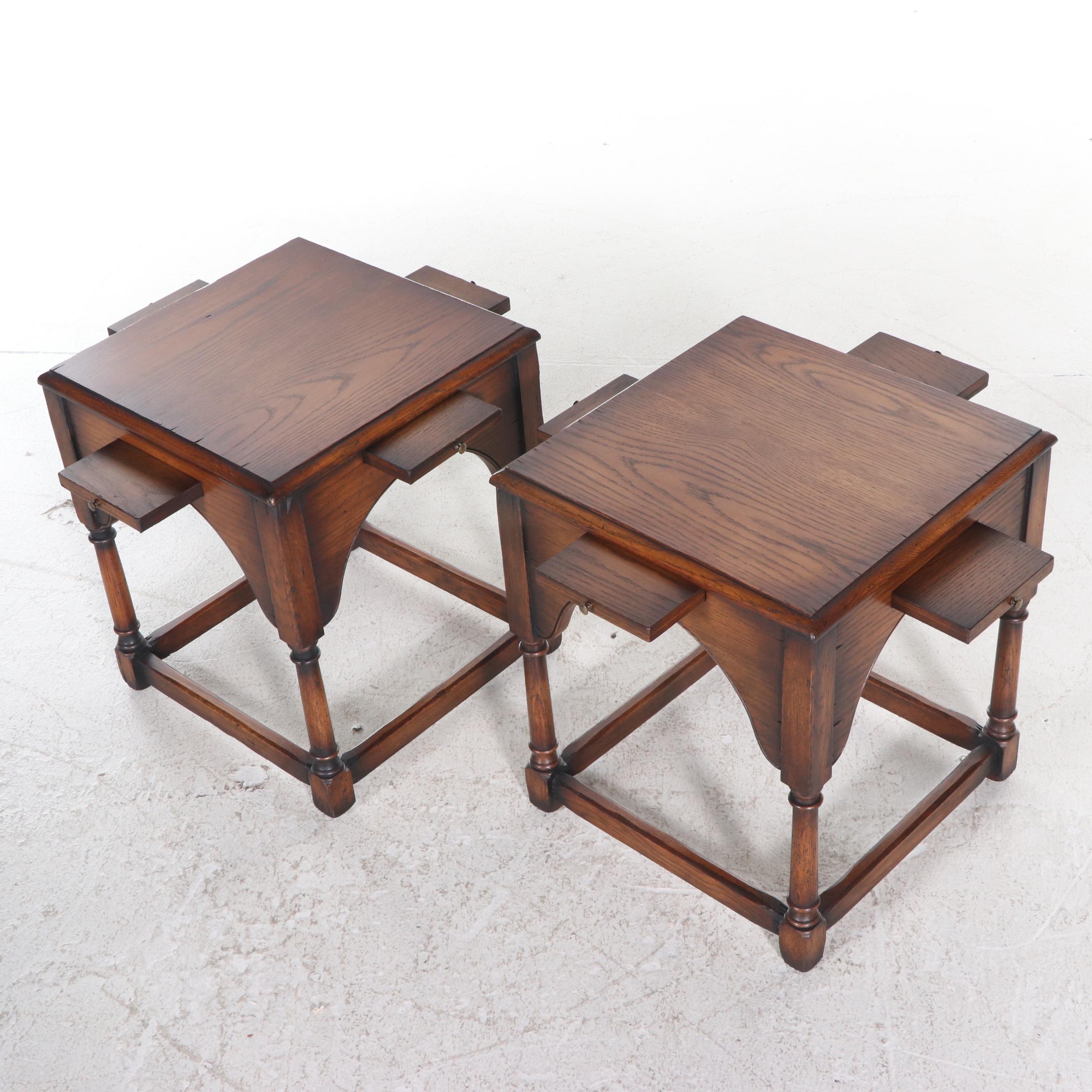 Pair of Yorkshire House English Provincial Style Oak Side Tables