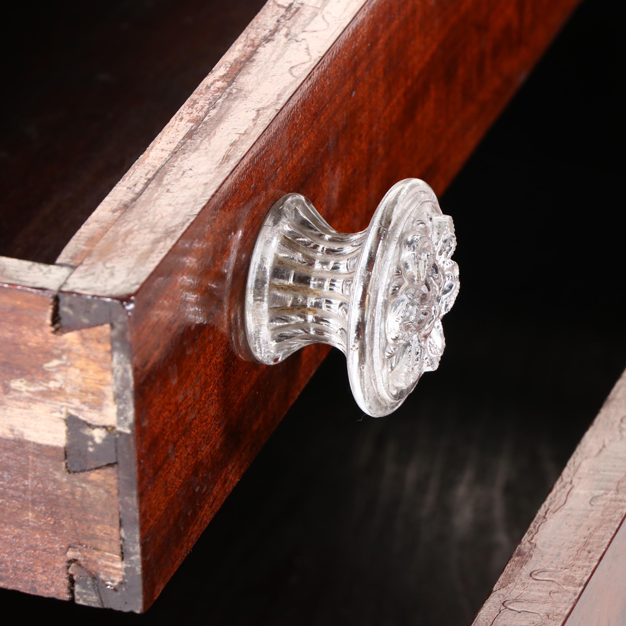 American Classical Flame and Carved Mahogany Two-Drawer Side Table, Circa 1830