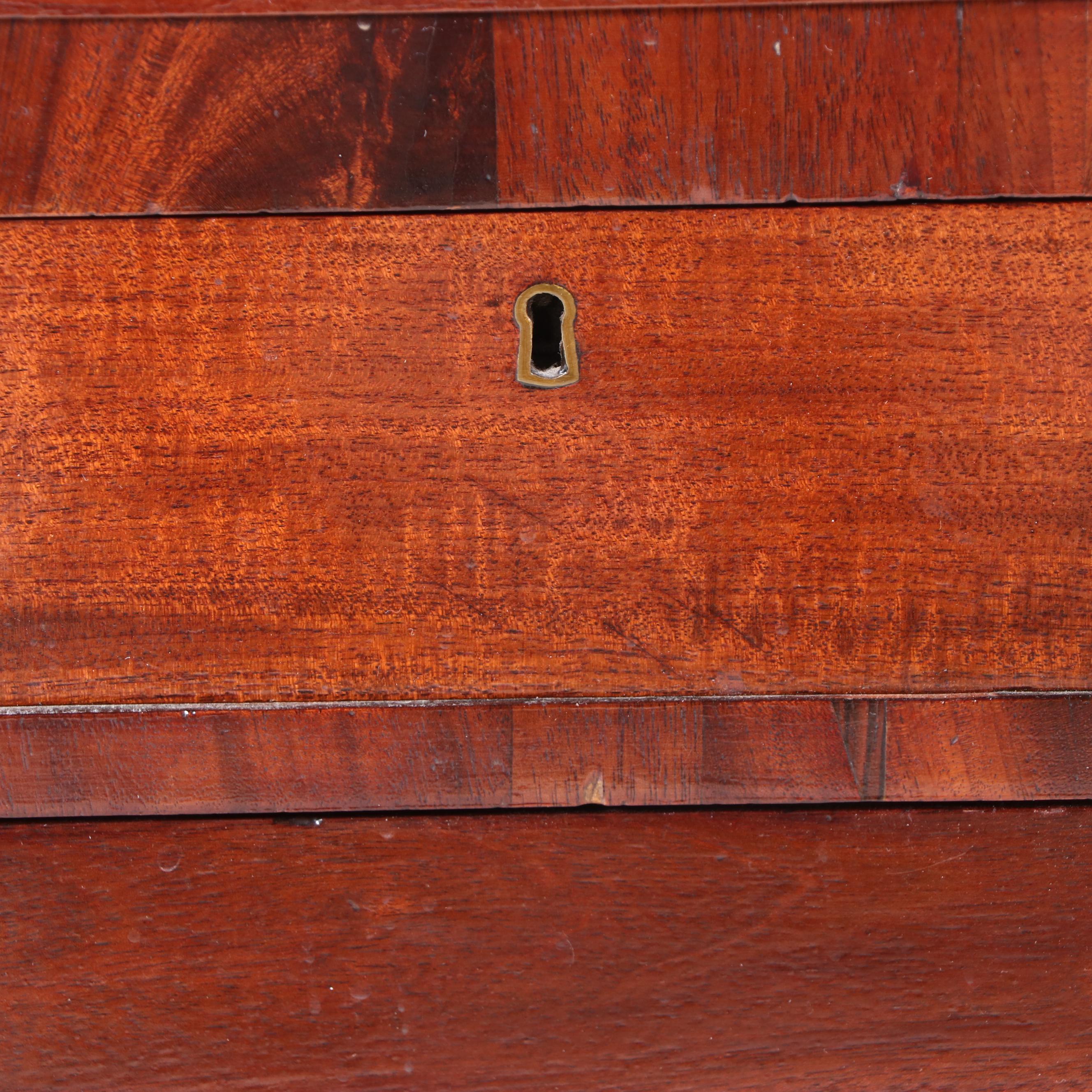 American Classical Flame and Carved Mahogany Two-Drawer Side Table, Circa 1830