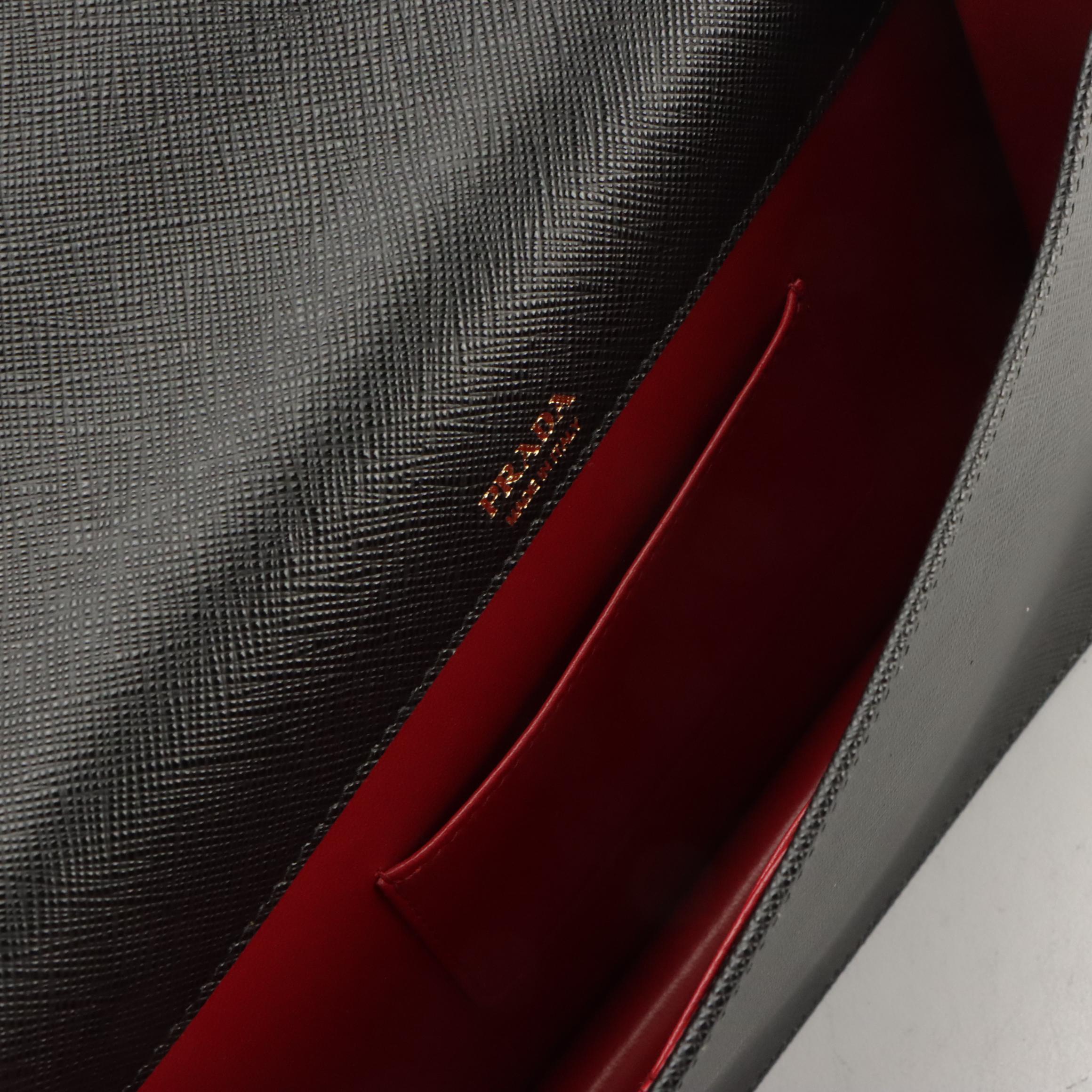 Prada Black Saffiano Leather Mini Chain-Strap Crossbody Bag in Box