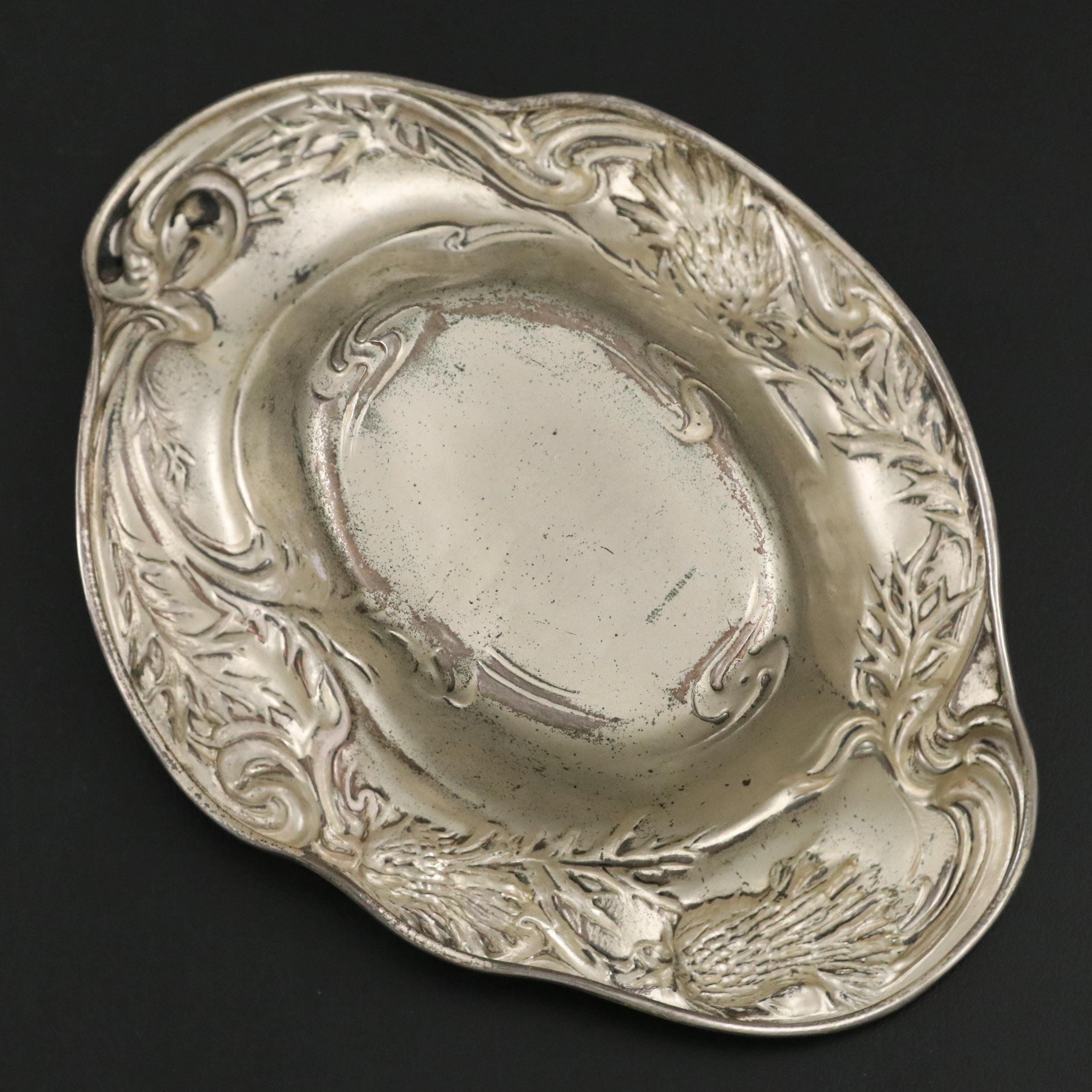 Art Nouveau Webster Co. Sterling Thistle Motif Bonbon Bowl