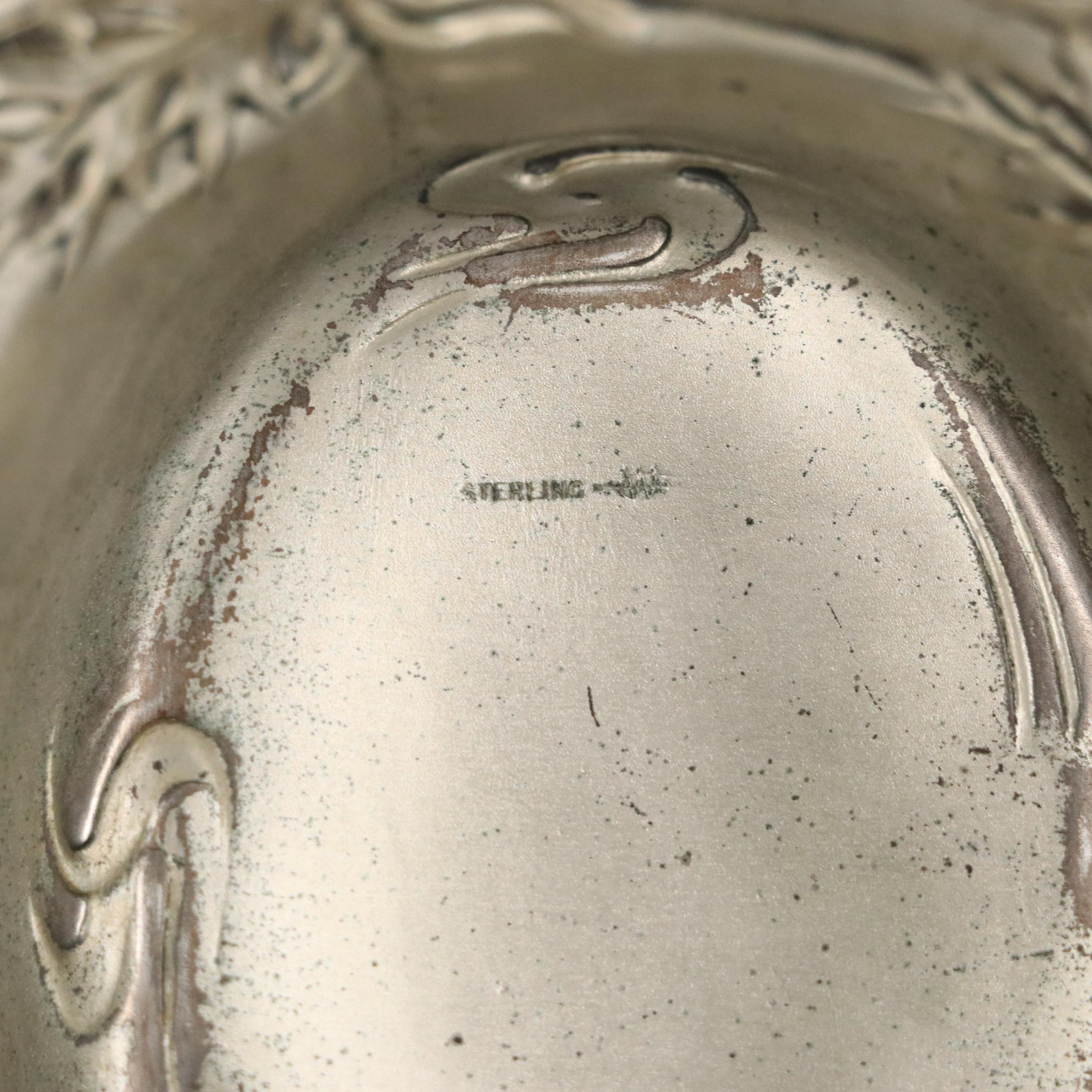 Art Nouveau Webster Co. Sterling Thistle Motif Bonbon Bowl