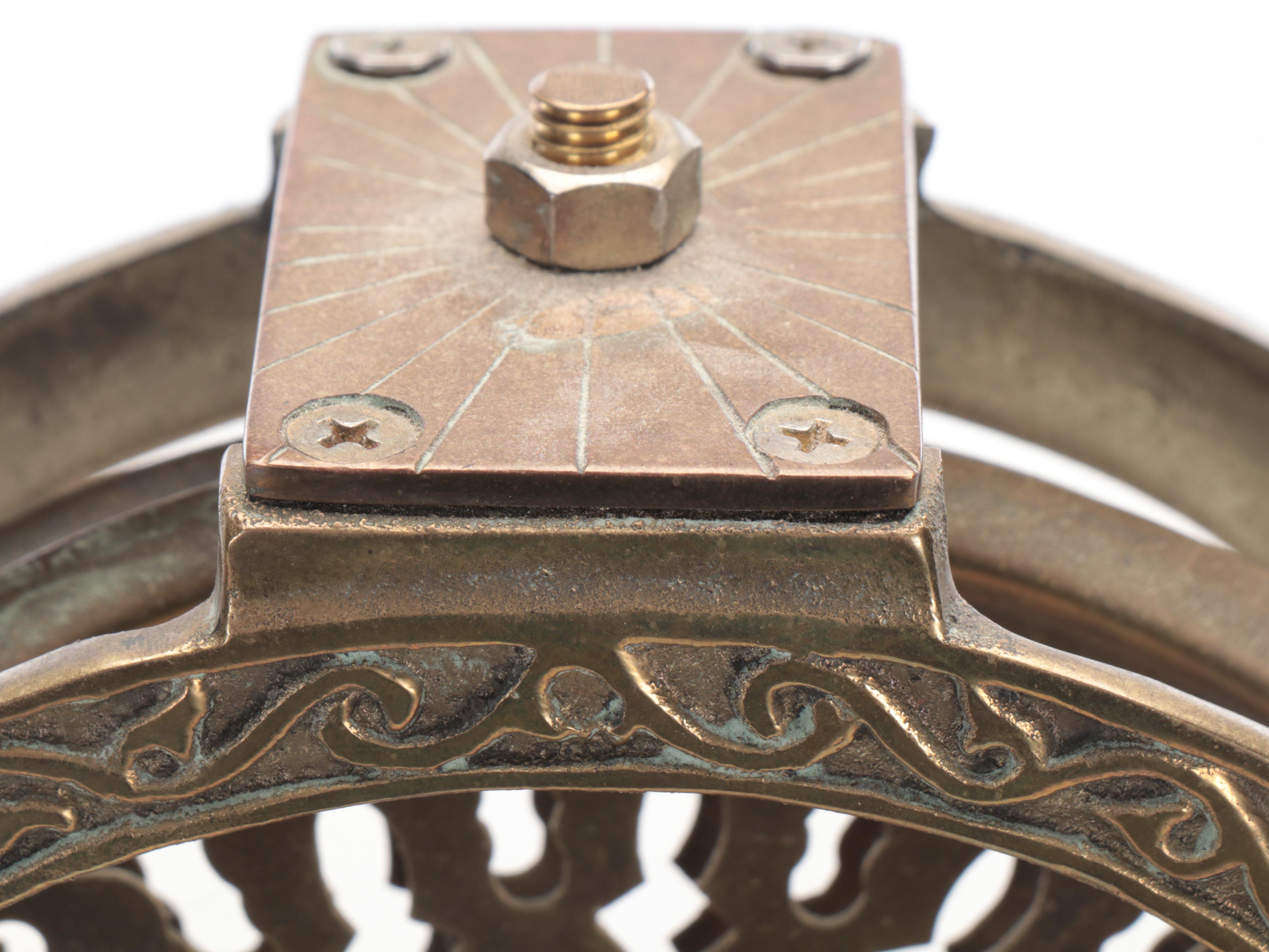 Egyptian Revival Style Brass Peacock Fan Panel Fireplace Screen