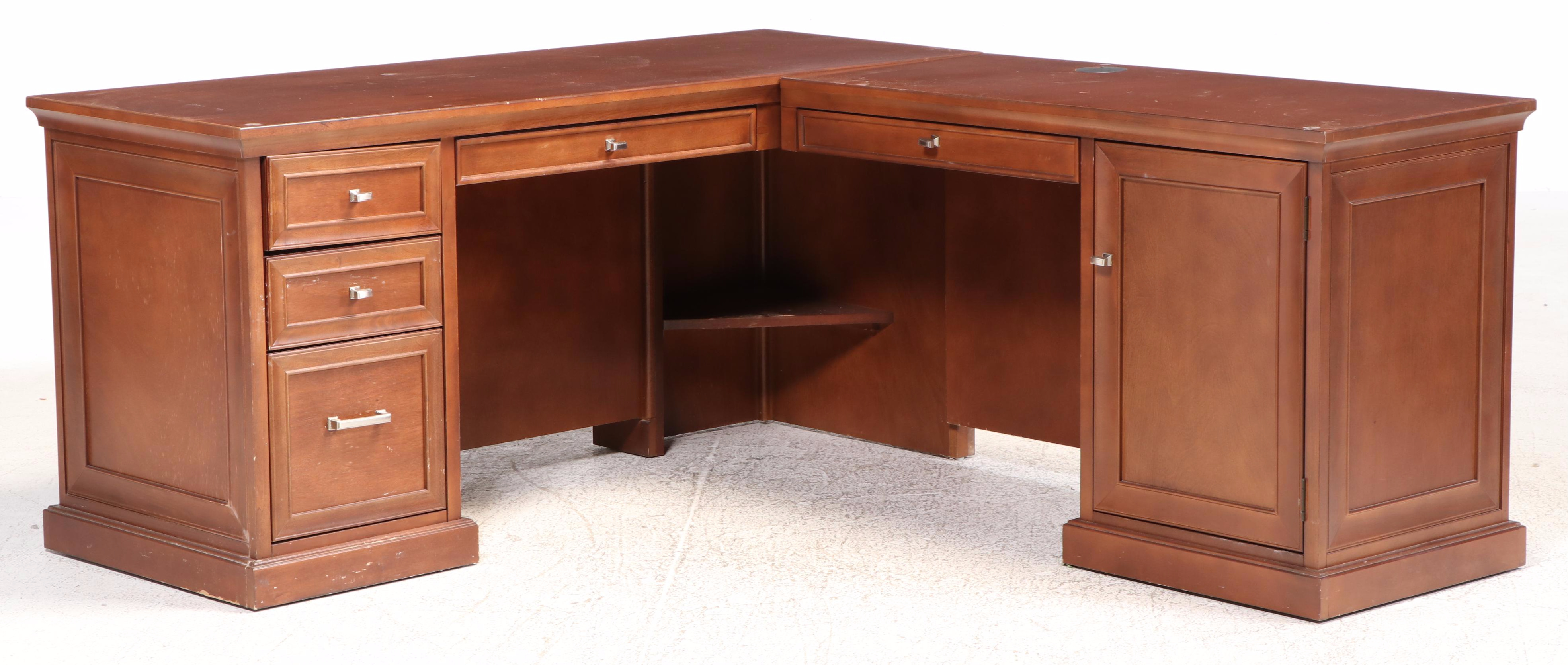 National Business Furniture Cherry Finish Corner Desk with Office Chair