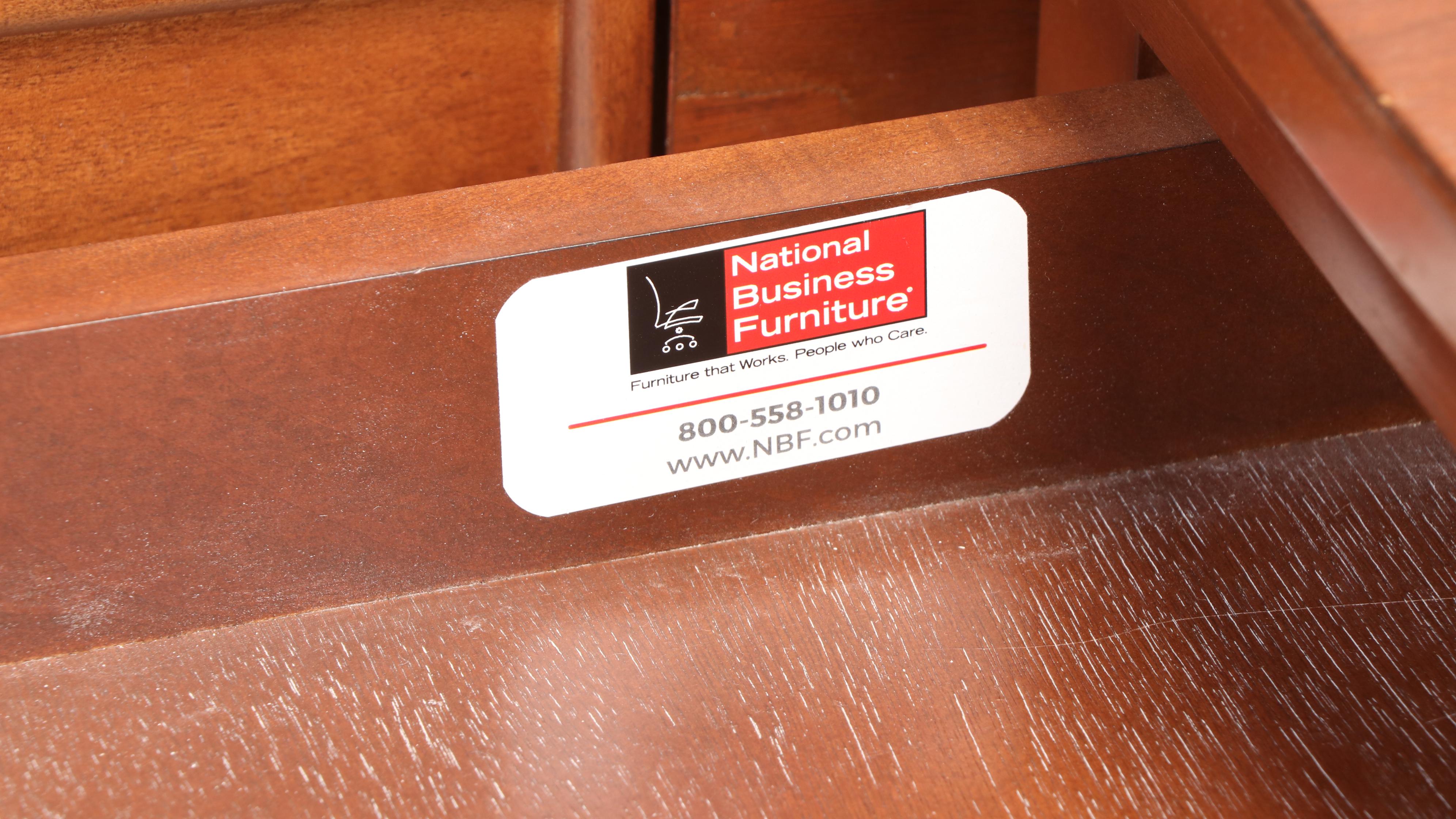 National Business Furniture Cherry Finish Corner Desk with Office Chair