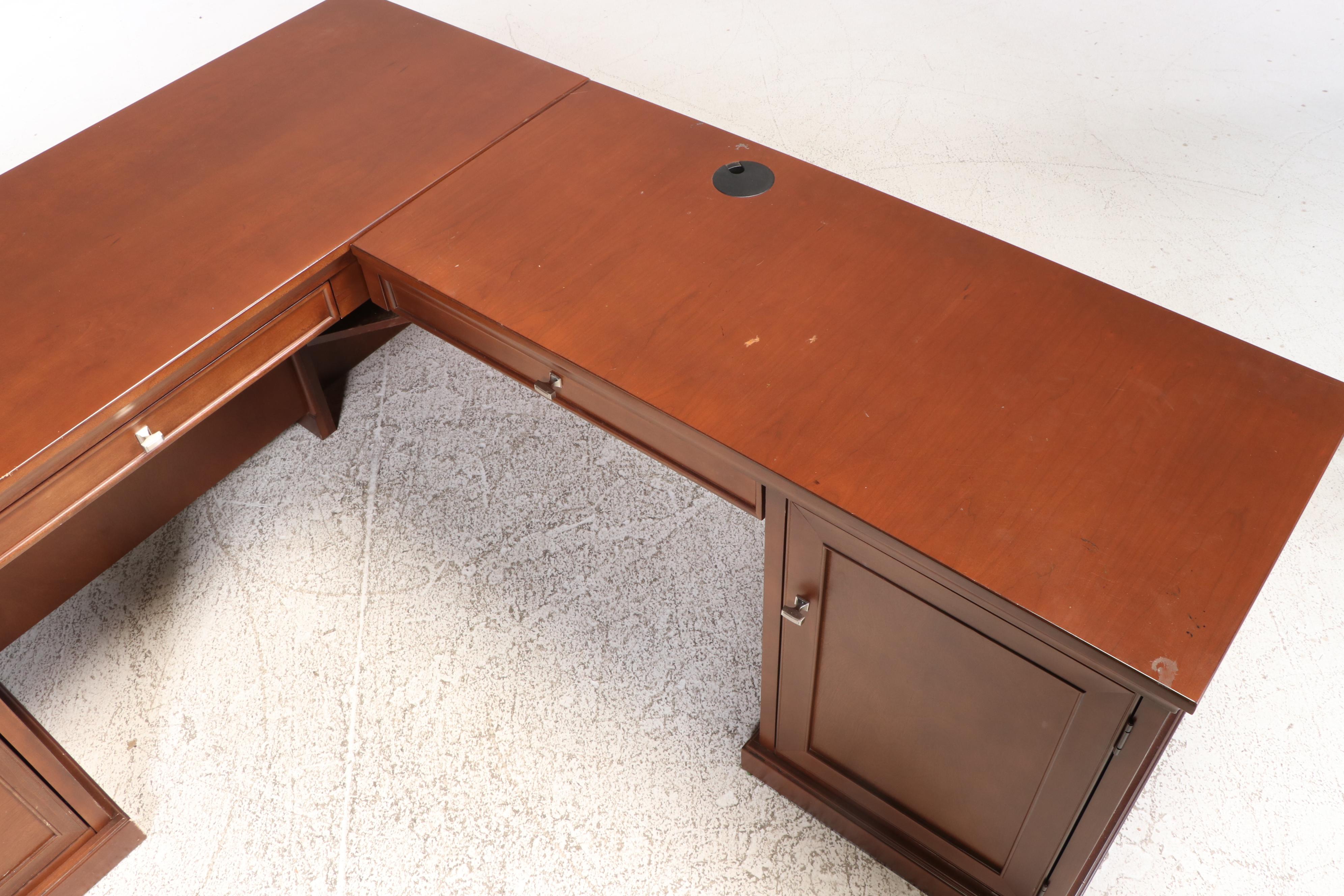 National Business Furniture Cherry Finish Corner Desk with Office Chair