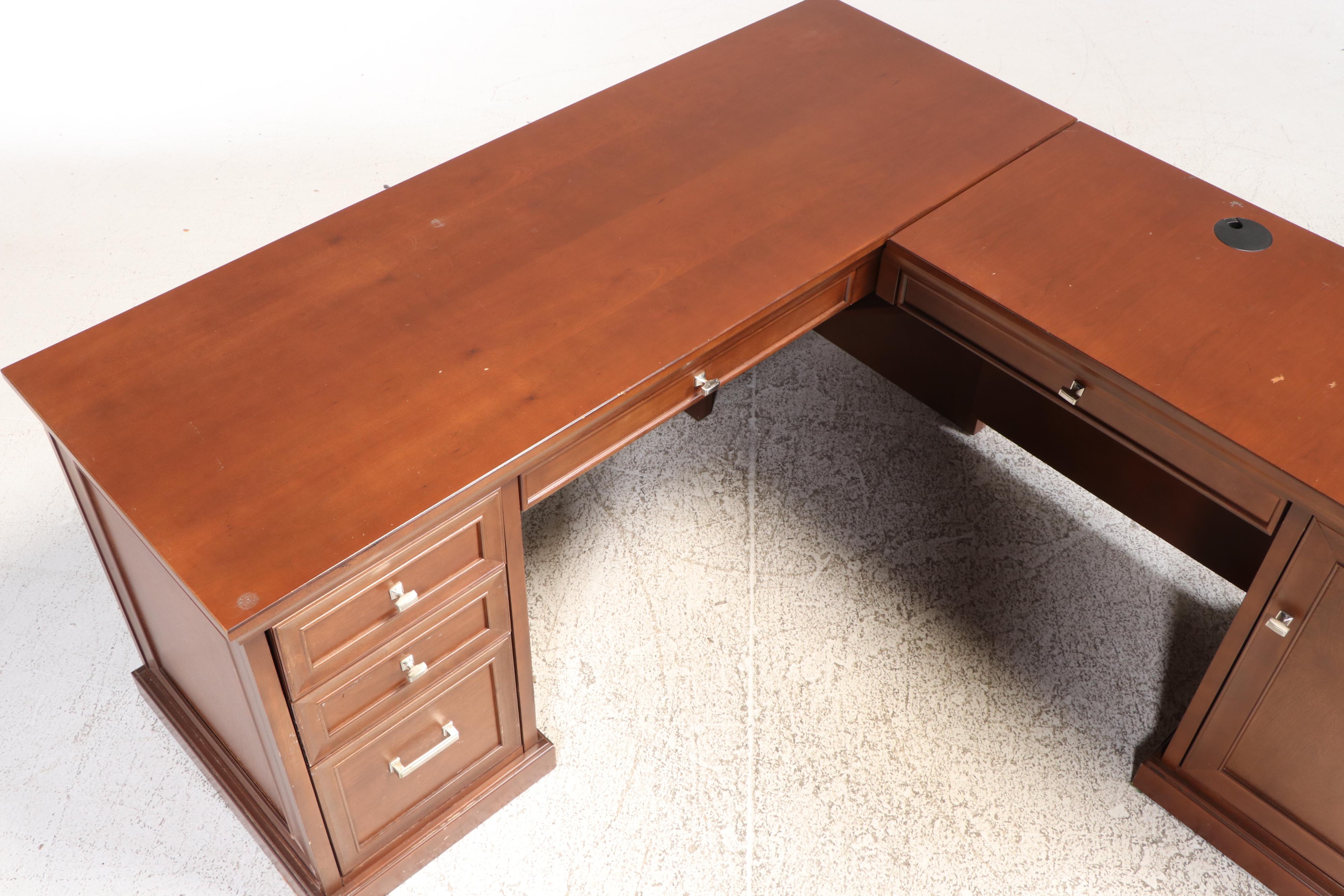 National Business Furniture Cherry Finish Corner Desk with Office Chair