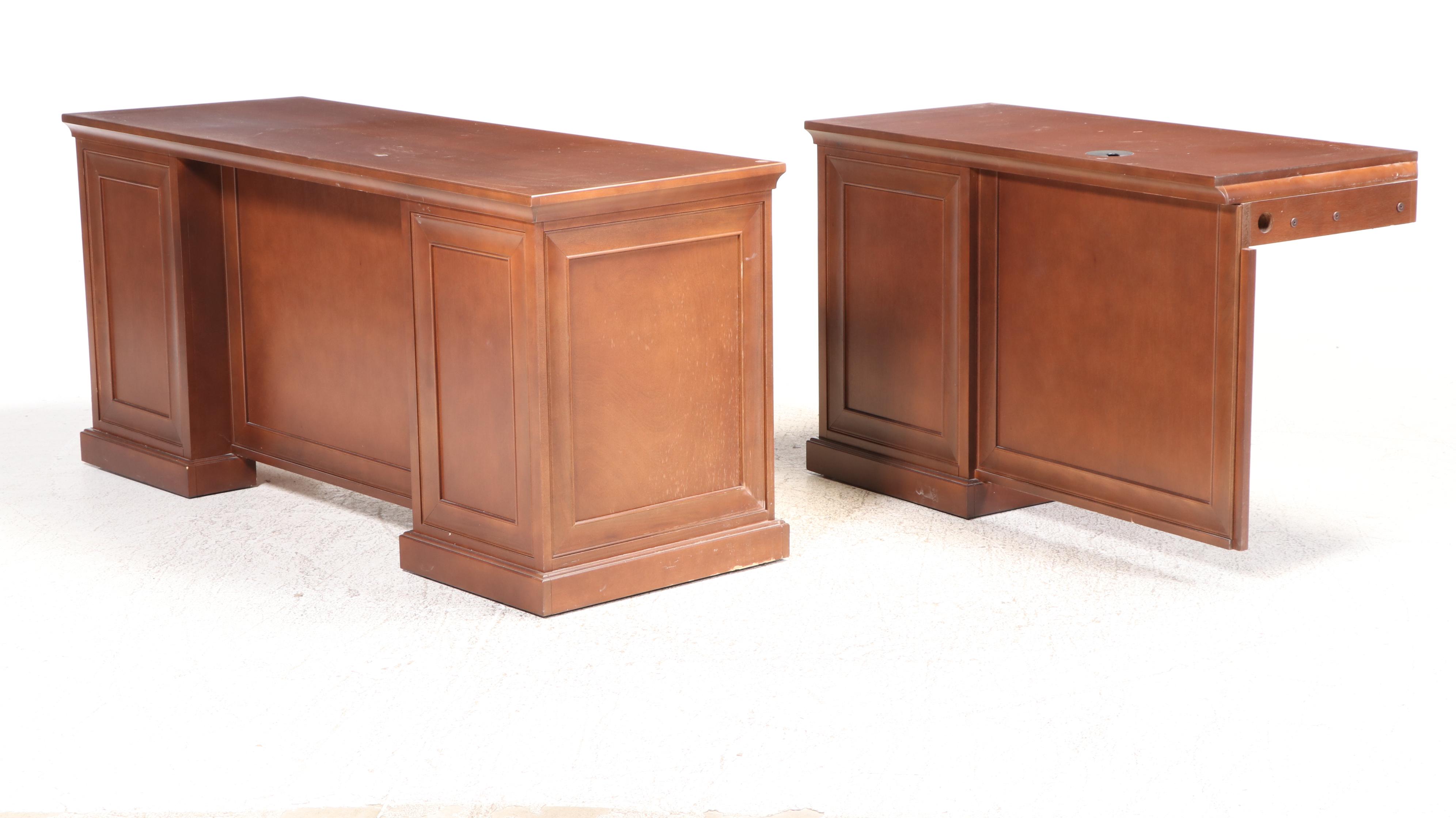 National Business Furniture Cherry Finish Corner Desk with Office Chair