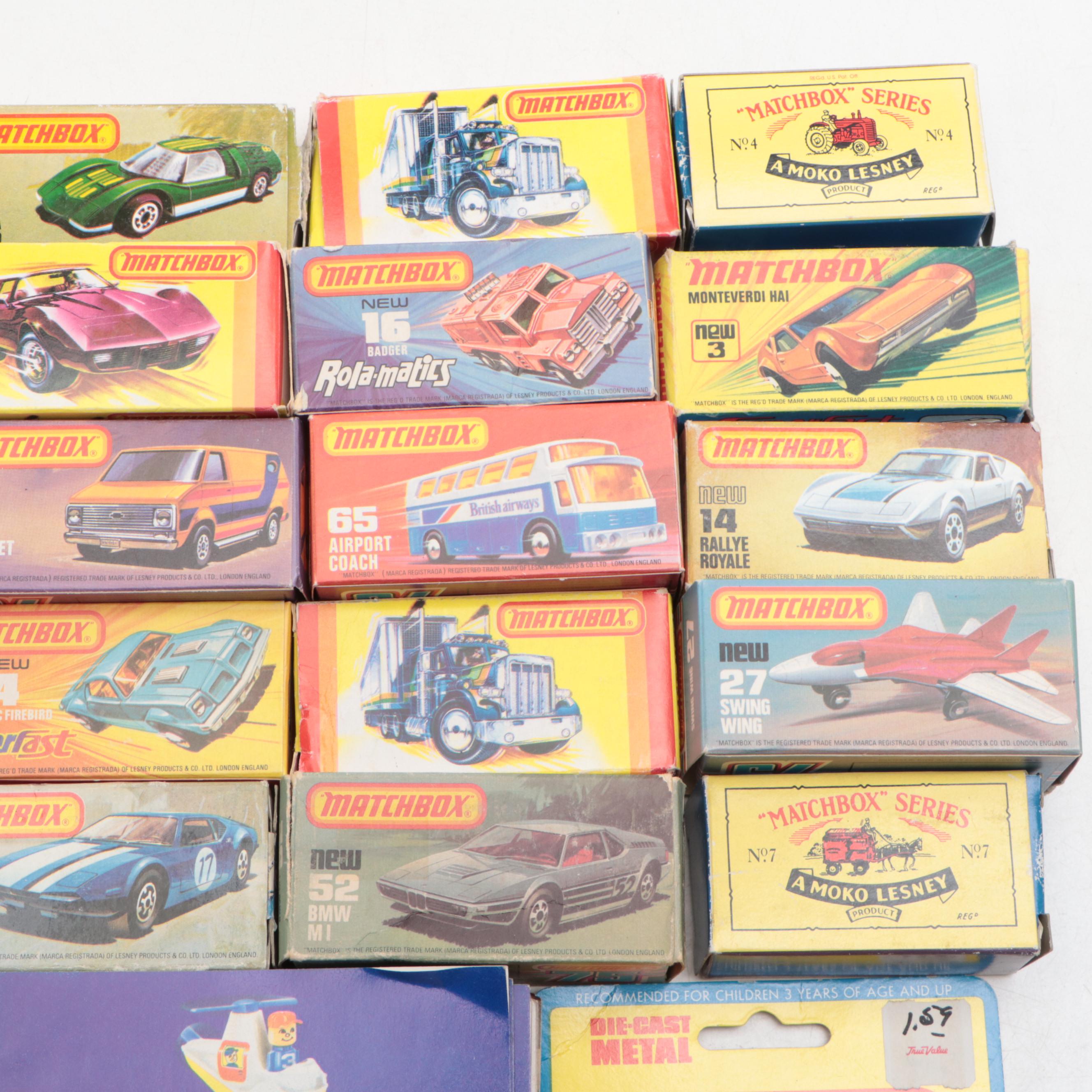 Matchbox Diecast Vehicles includes Porsche, Mazda, Tanks and Case
