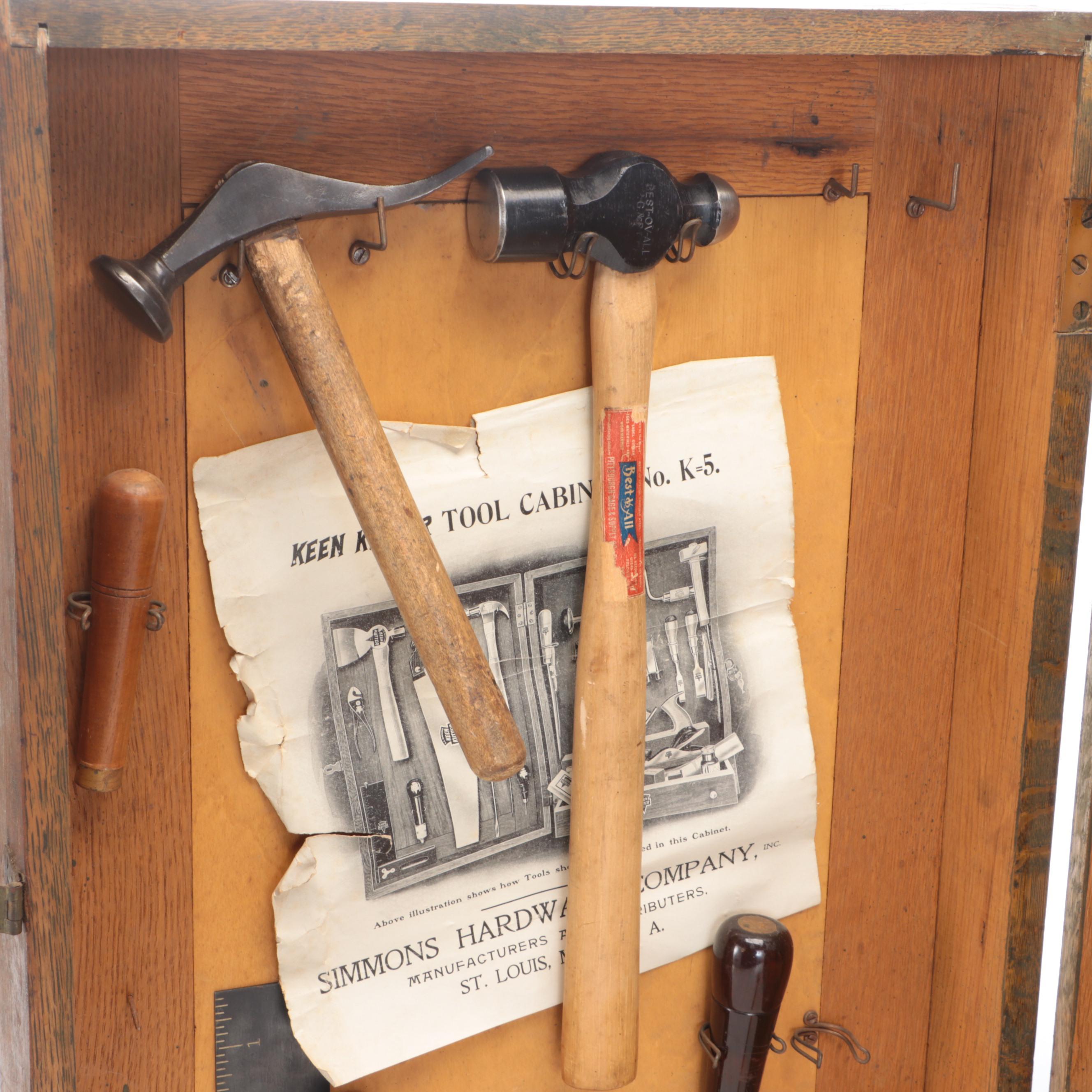E. C. Simmons Keen Kutter Tool Cabinet with Ball-Peen Hammer, Bits, Hand Drill