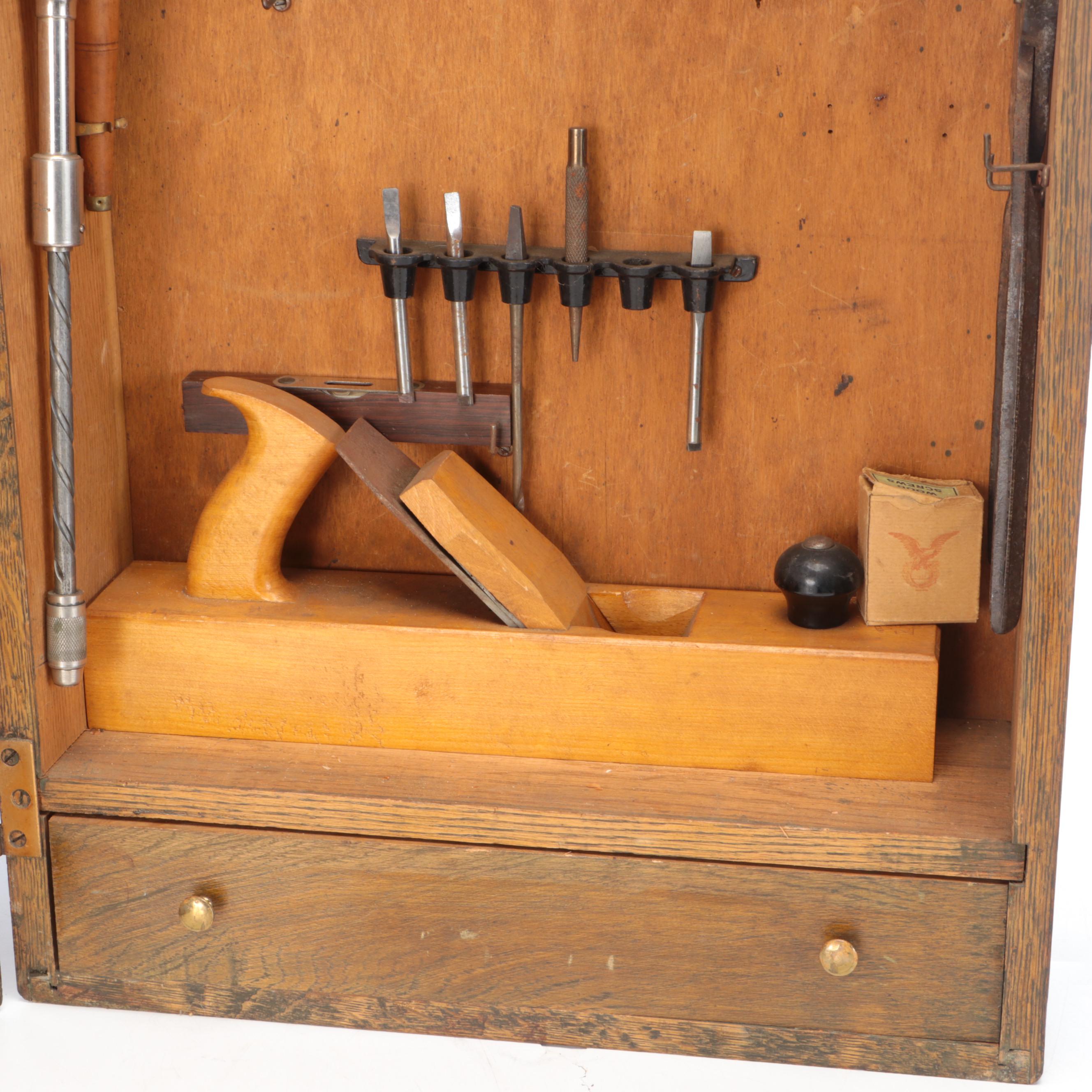 E. C. Simmons Keen Kutter Tool Cabinet with Ball-Peen Hammer, Bits, Hand Drill