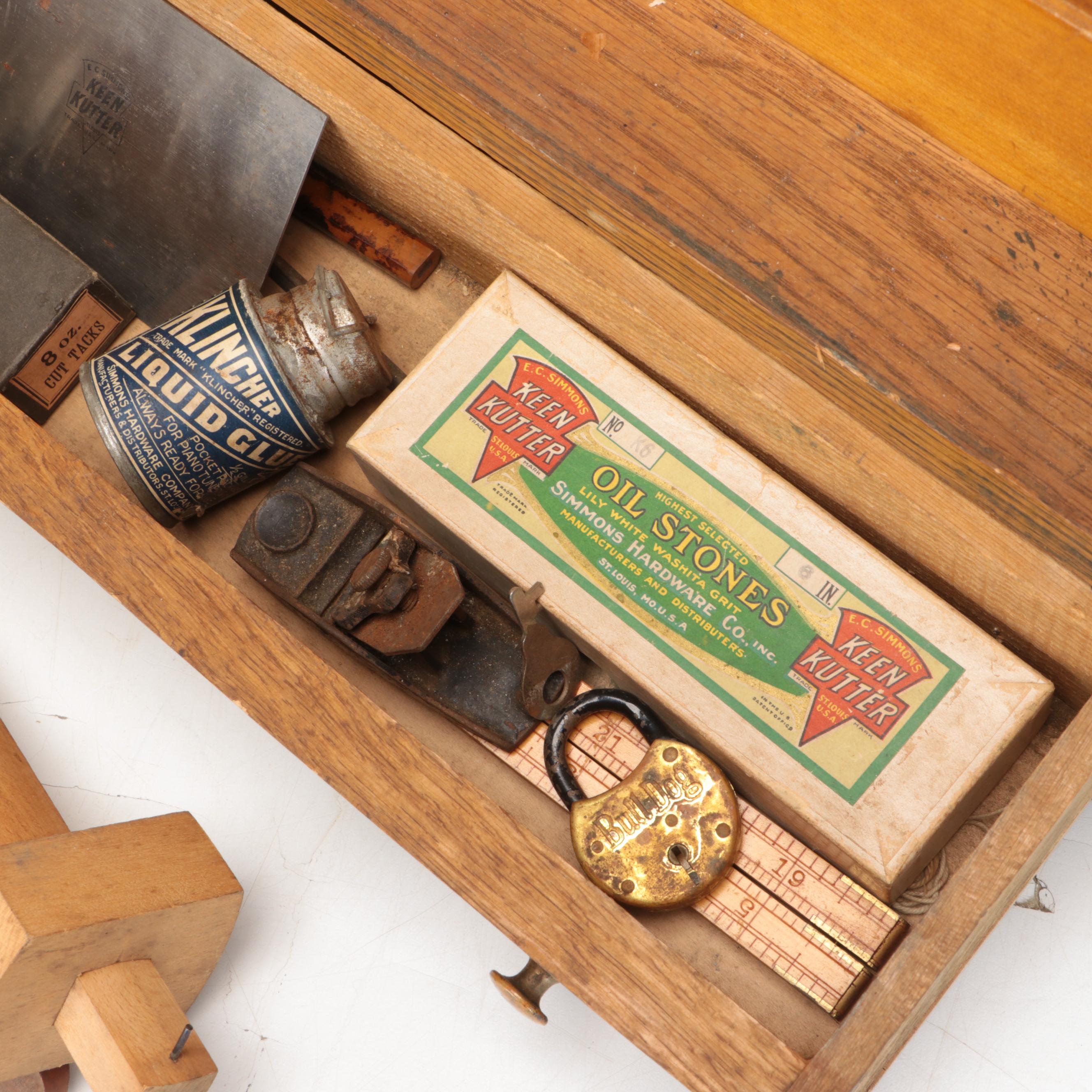 E. C. Simmons Keen Kutter Tool Cabinet with Ball-Peen Hammer, Bits, Hand Drill