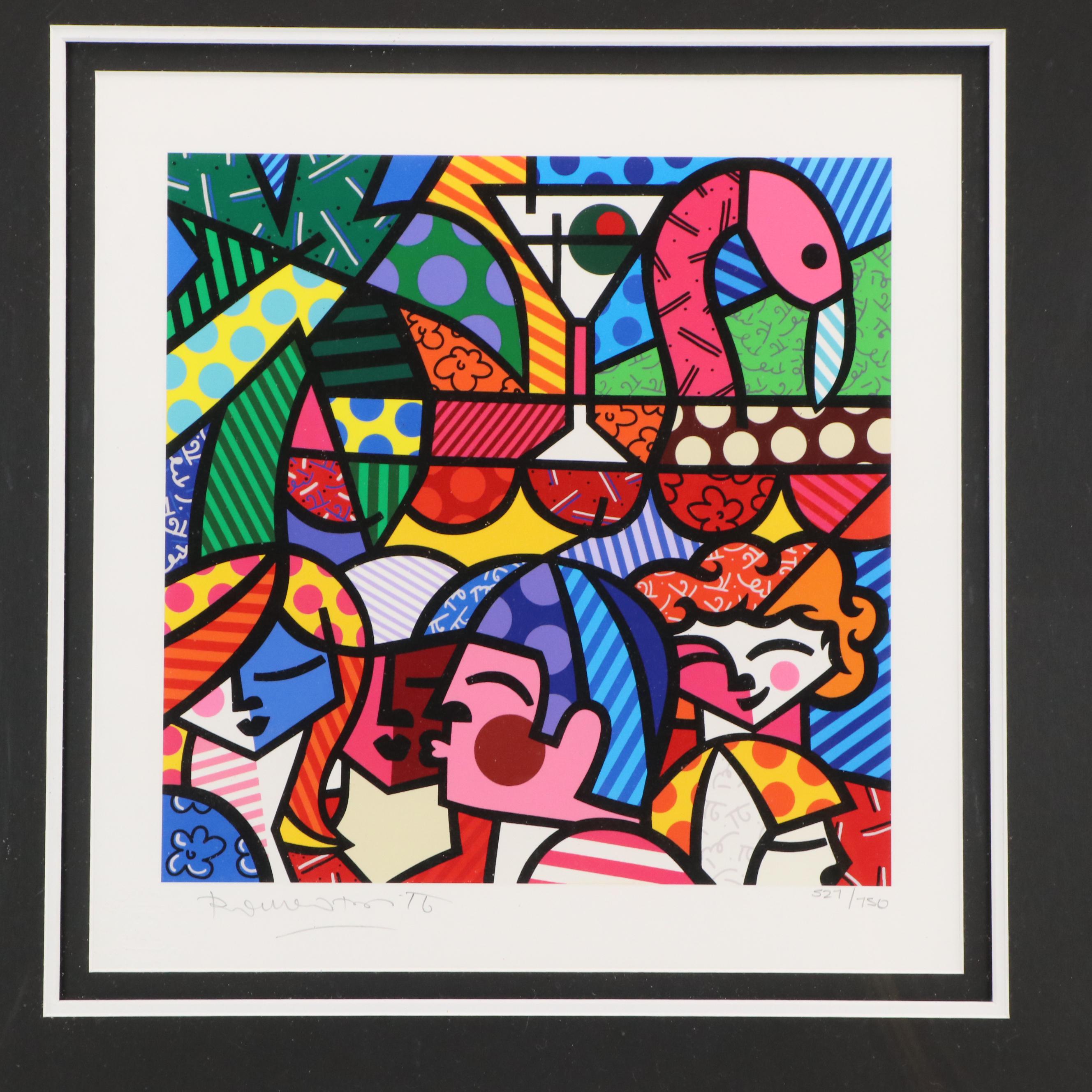 Romero Britto Giclée "News Cafe"