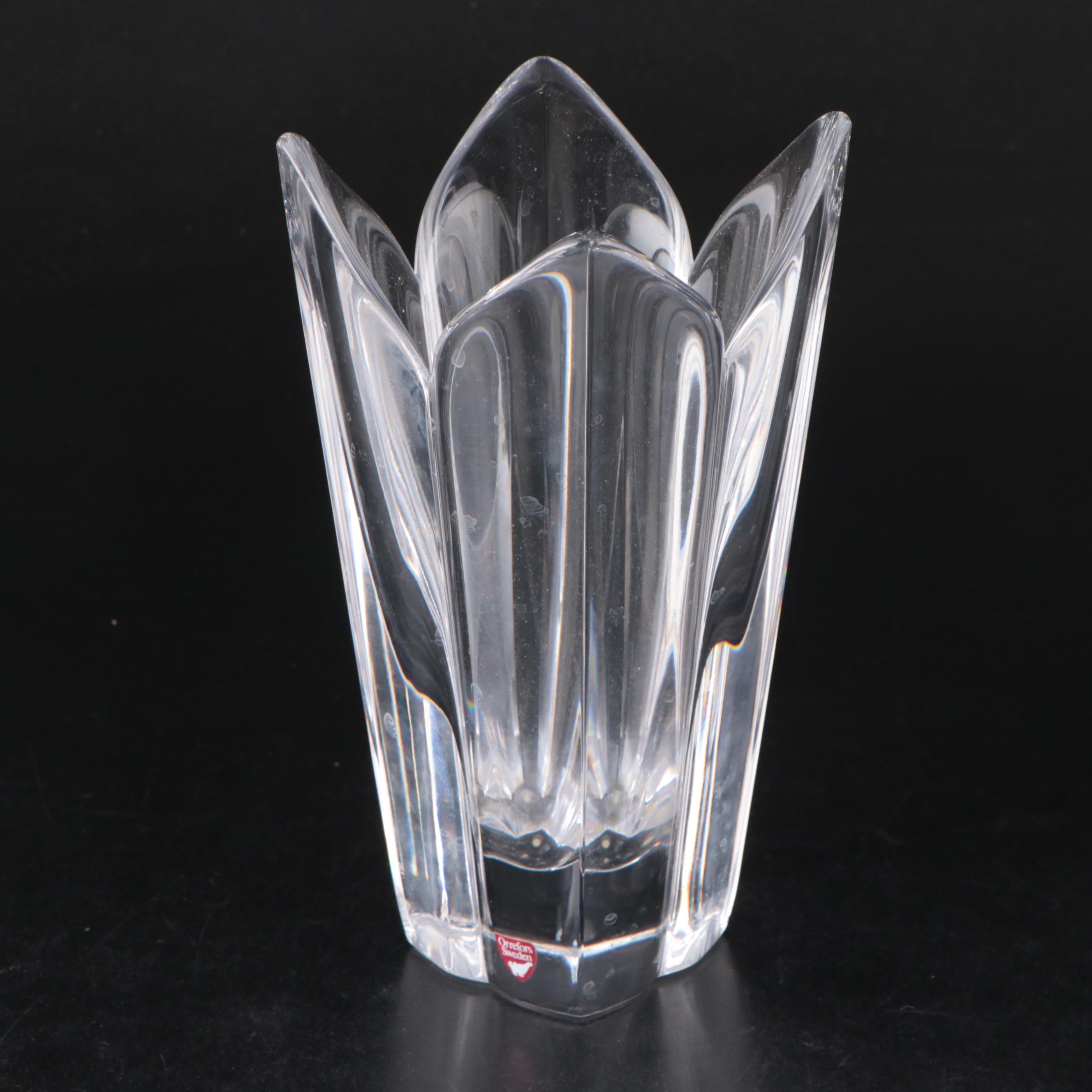 Orrefors Vase with Other Crystal Bowl and Candlesticks