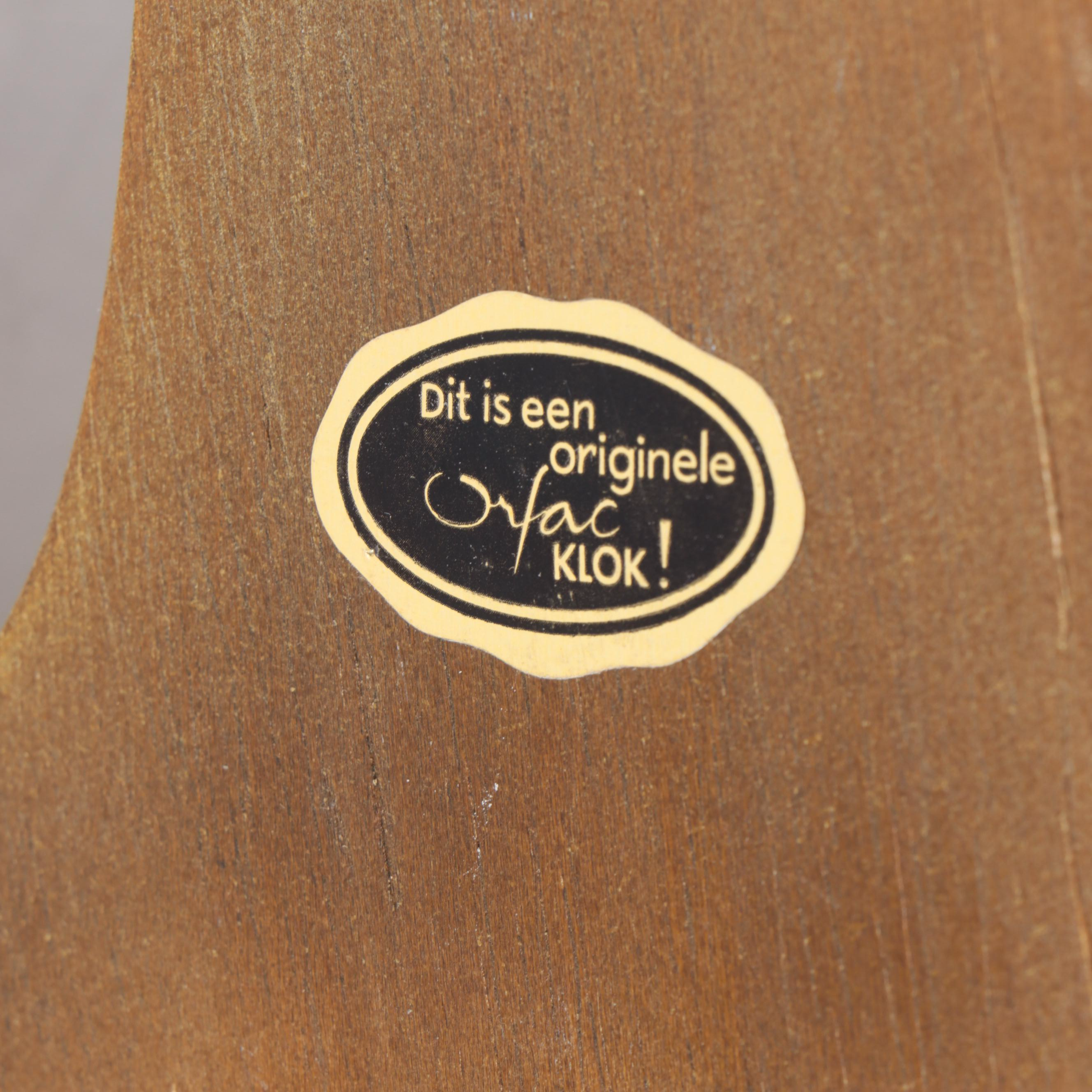 Dutch Orfac Zaanse Brass and Wood Wall Clock with German Movement, Late 20th C.