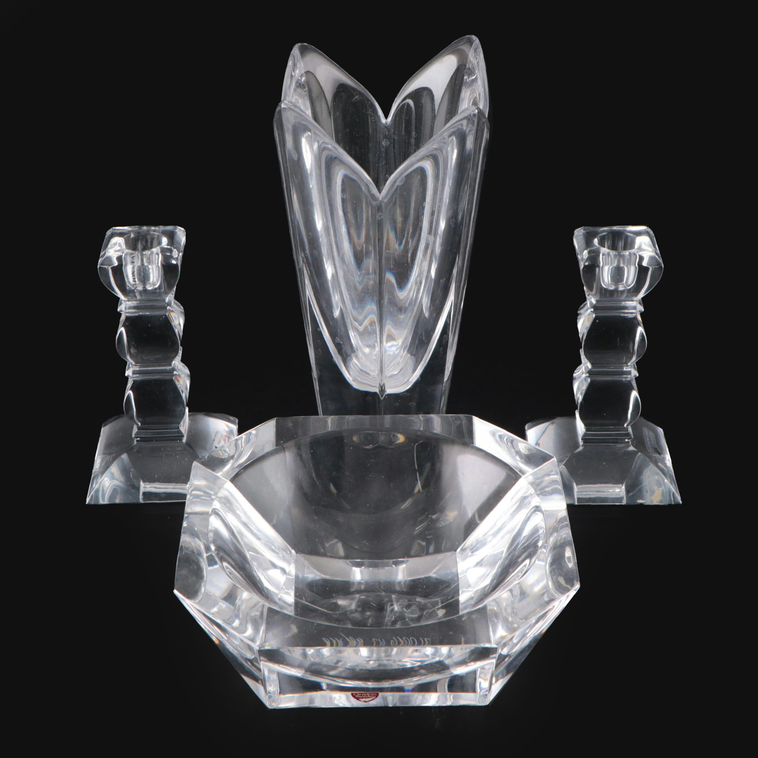 Orrefors Vase with Other Crystal Bowl and Candlesticks