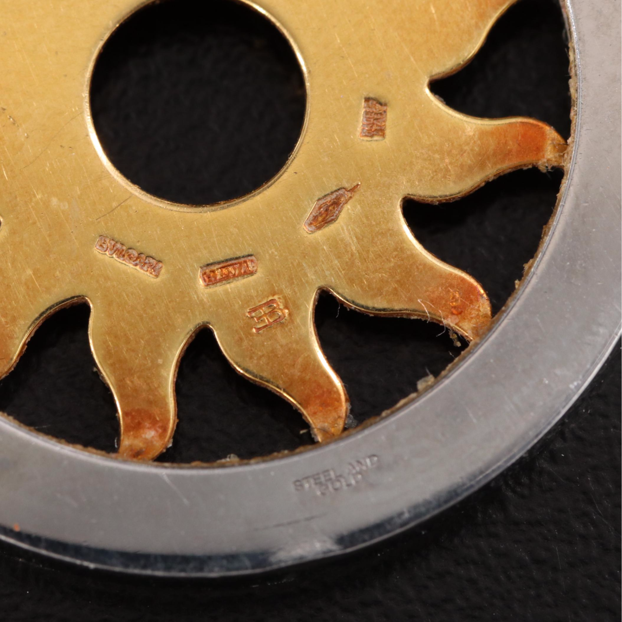 Bulgari BVLGARI Tondo 18K and Stainless Steel Sun Pendant with Cords