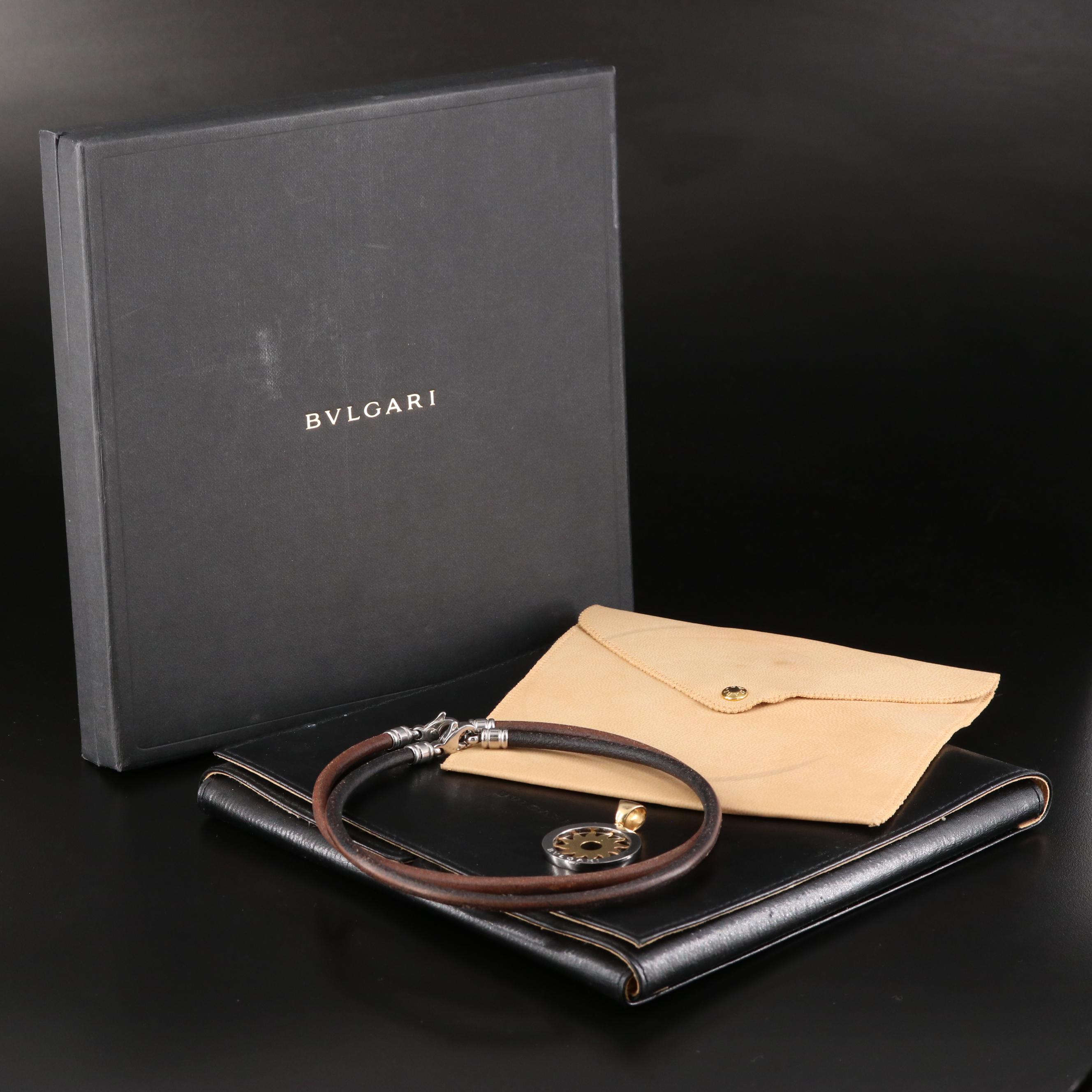 Bulgari BVLGARI Tondo 18K and Stainless Steel Sun Pendant with Cords