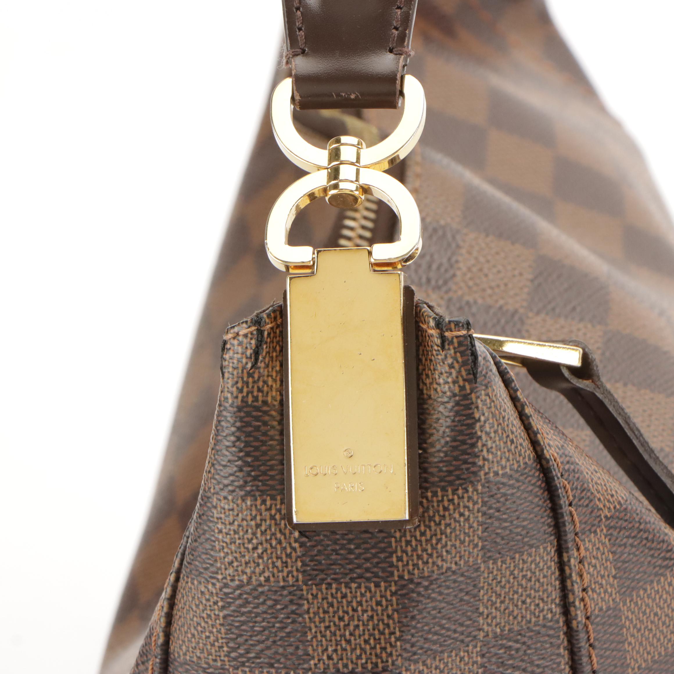 Louis Vuitton Portobello PM Hobo Bag in Damier Ebene Coated Canvas and Leather