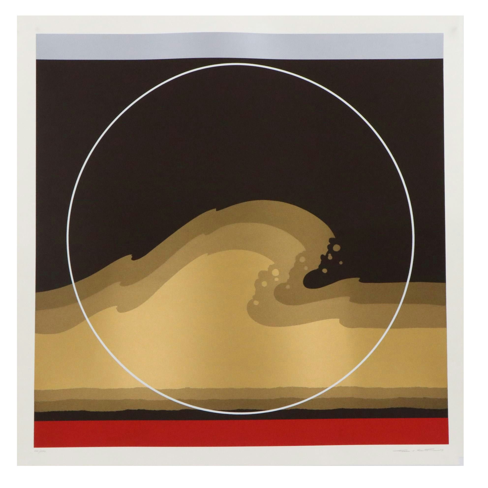 Thomas W. Benton Abstract Serigraph "Golden Waves," 1979