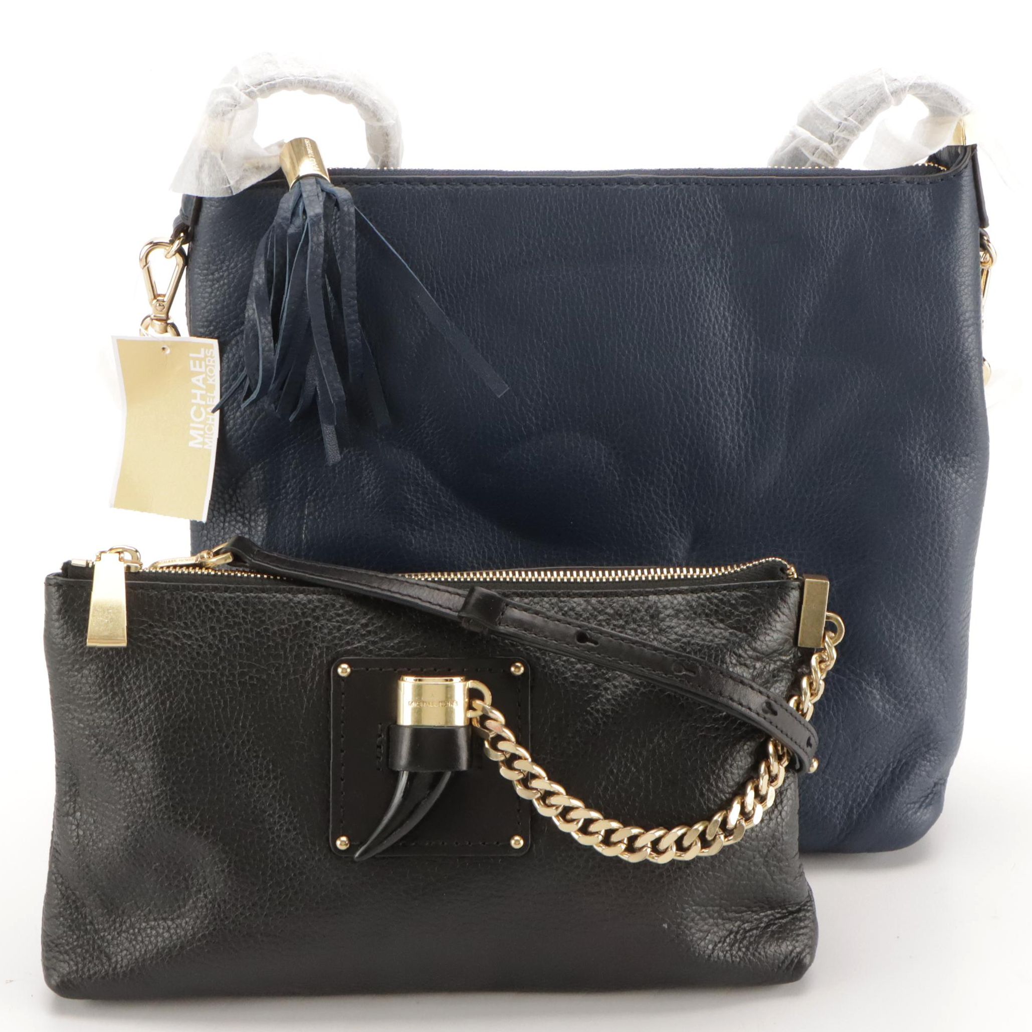 Michael Kors James Black Leather Crossbody & Bedford Navy Leather Shoulder Bag