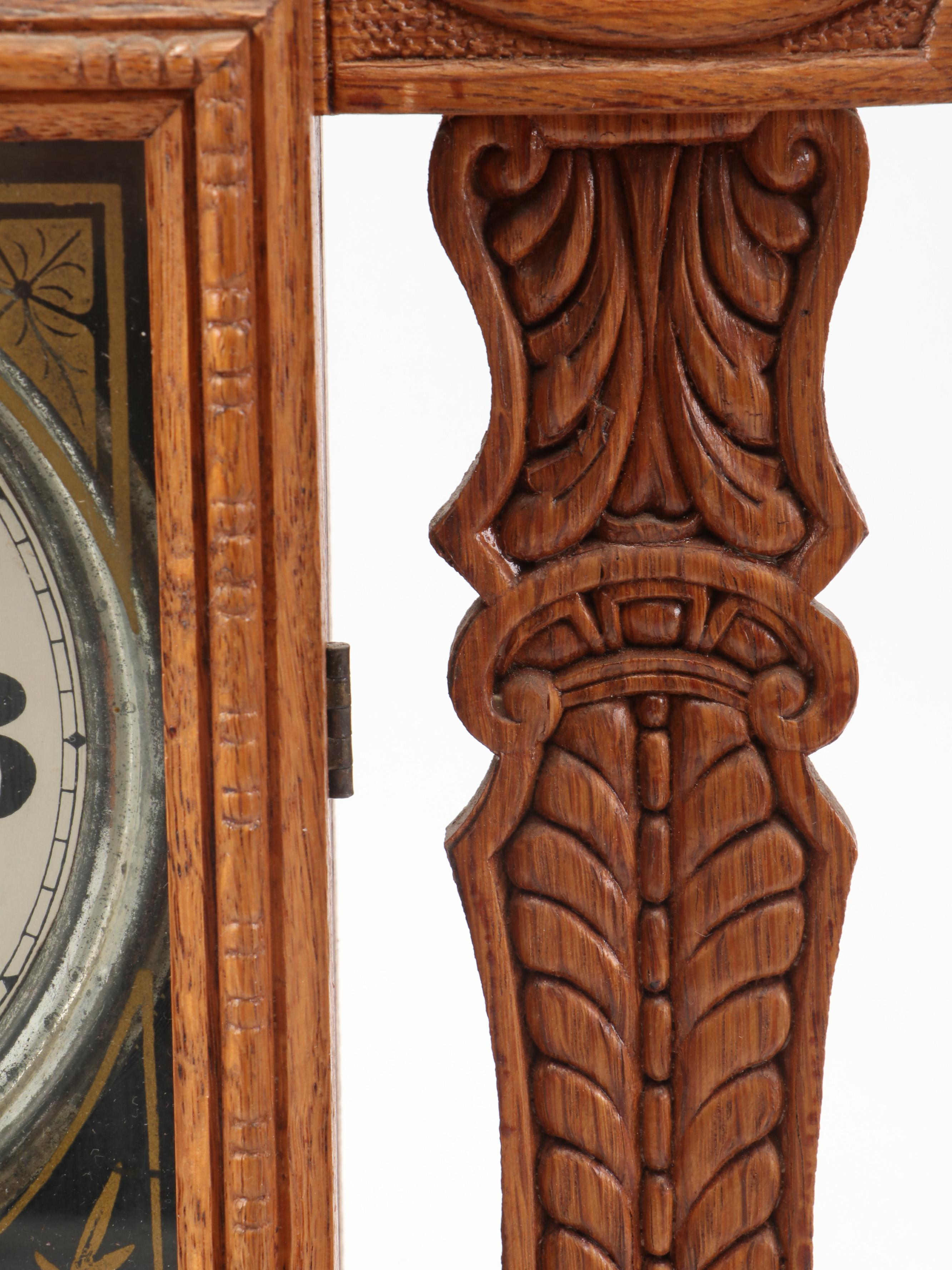 The E. Ingraham Clock Co. "Arctic" Pressed Oak Gingerbread Mantel Clock