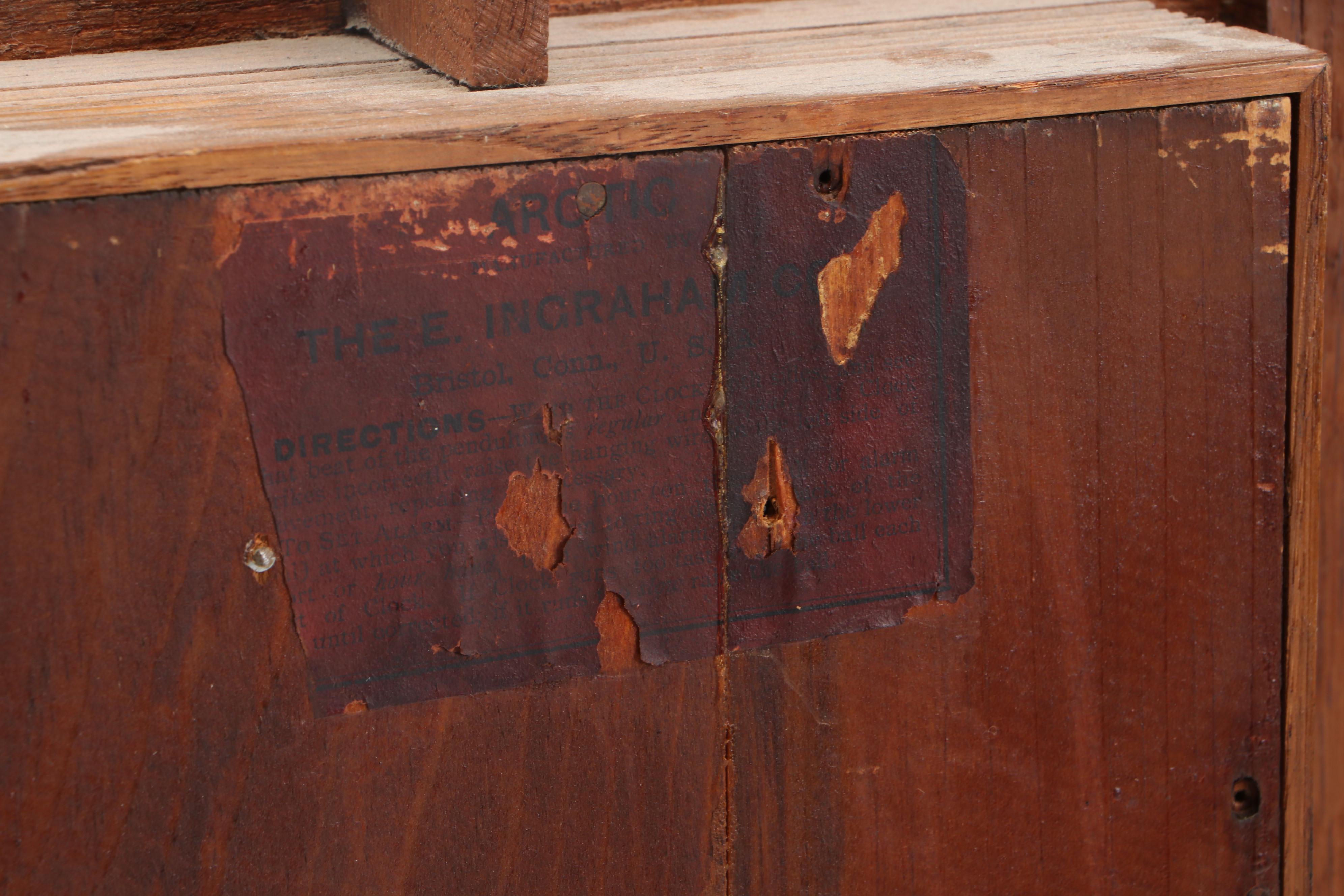 The E. Ingraham Clock Co. "Arctic" Pressed Oak Gingerbread Mantel Clock