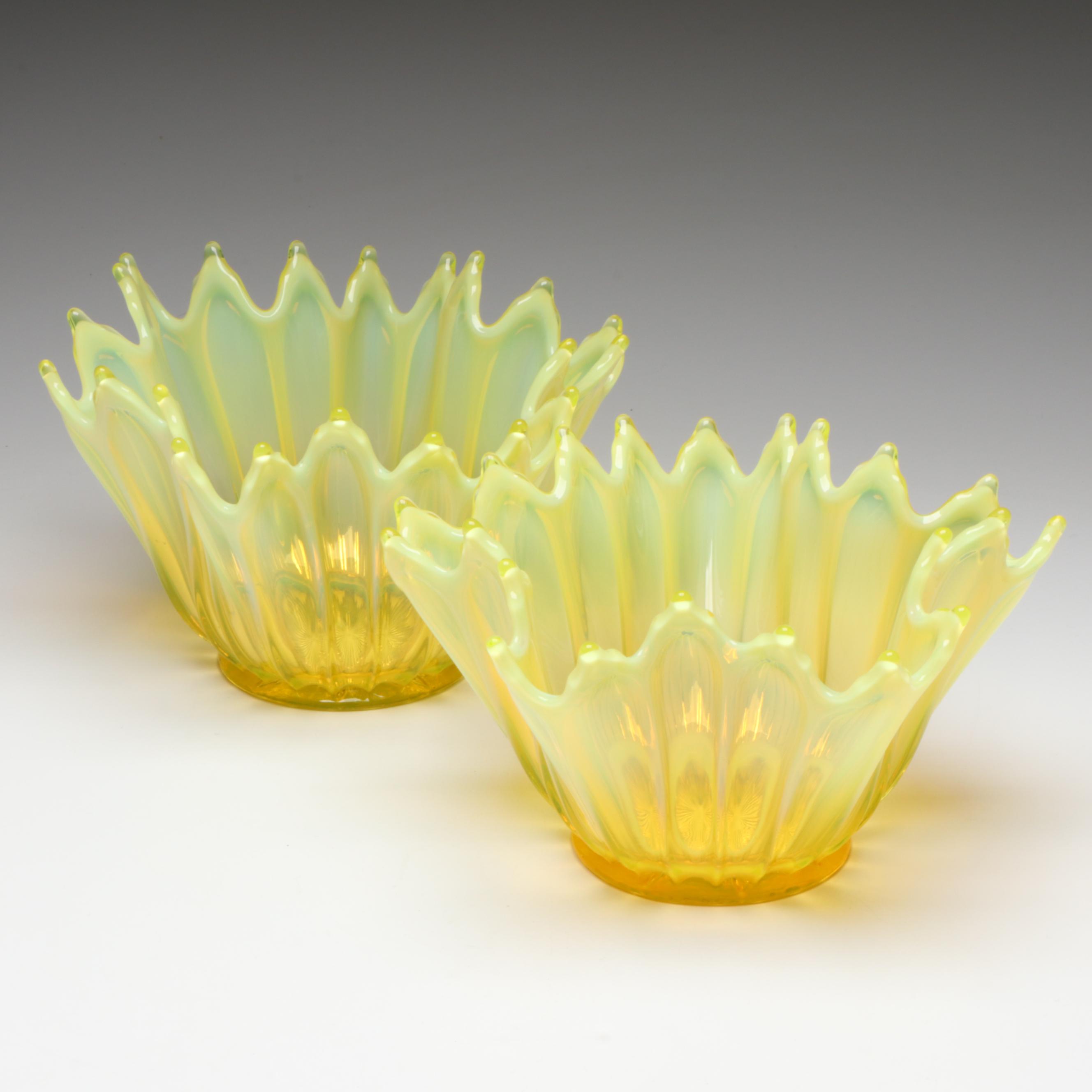 Fostoria "Heirloom Yellow" Vaseline Glass Bowls, 1959–1962