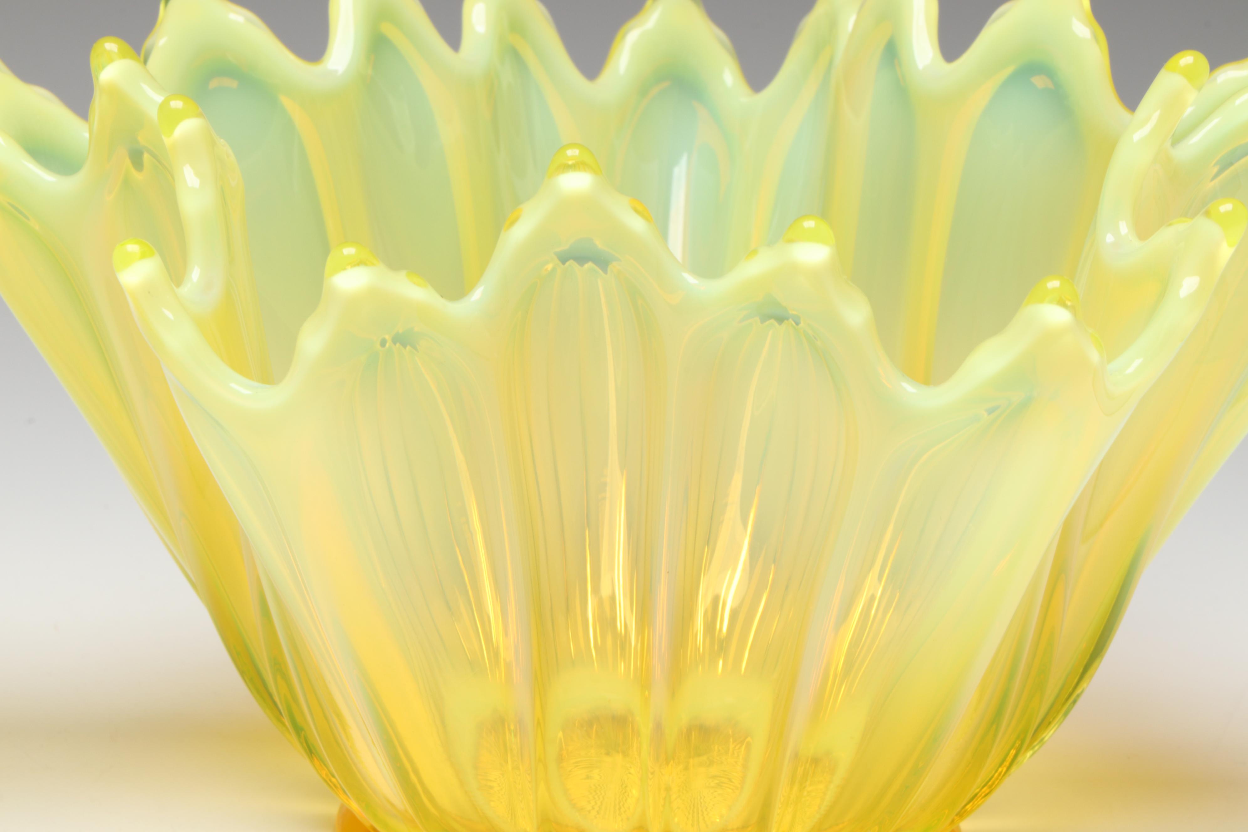 Fostoria "Heirloom Yellow" Vaseline Glass Bowls, 1959–1962