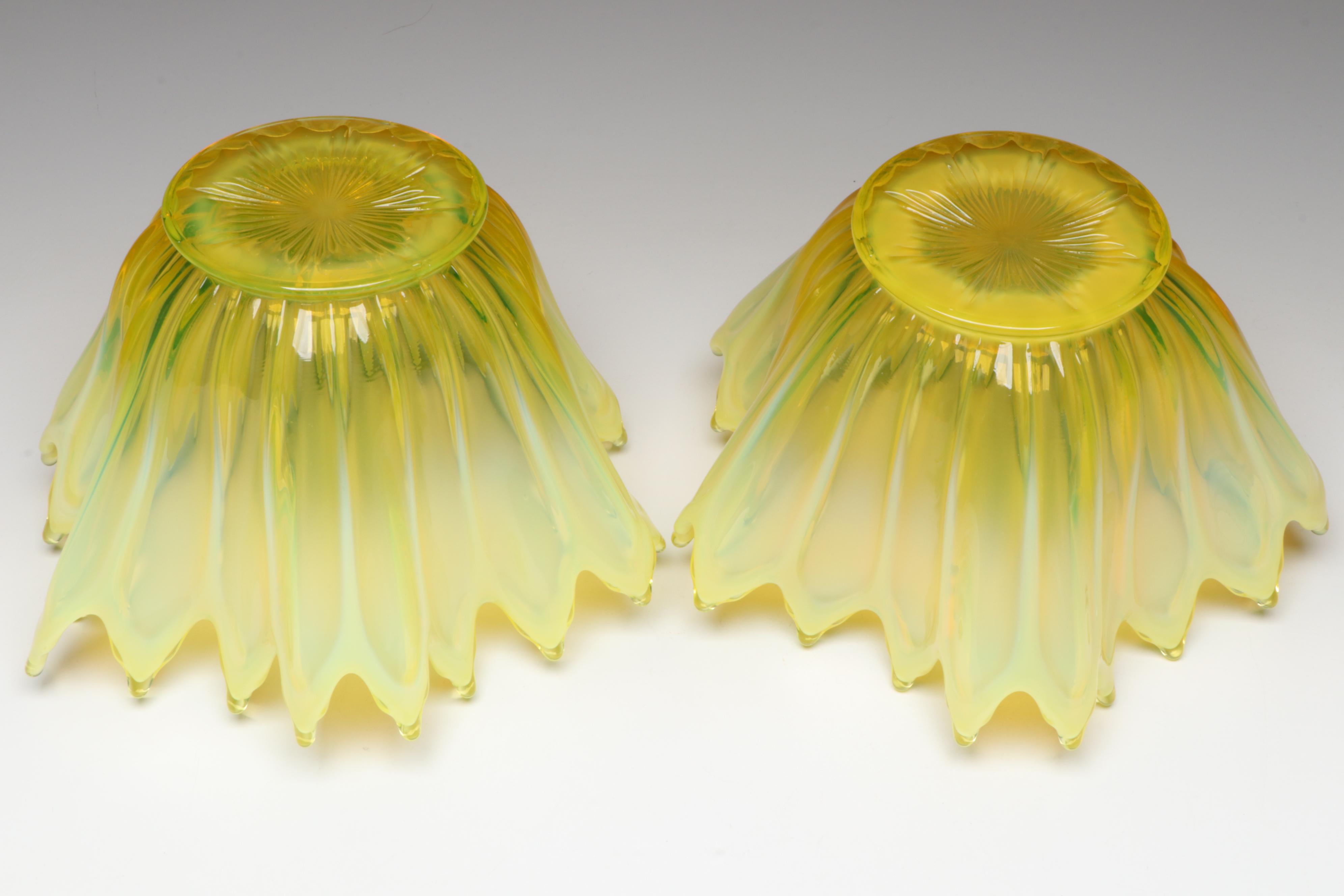 Fostoria "Heirloom Yellow" Vaseline Glass Bowls, 1959–1962