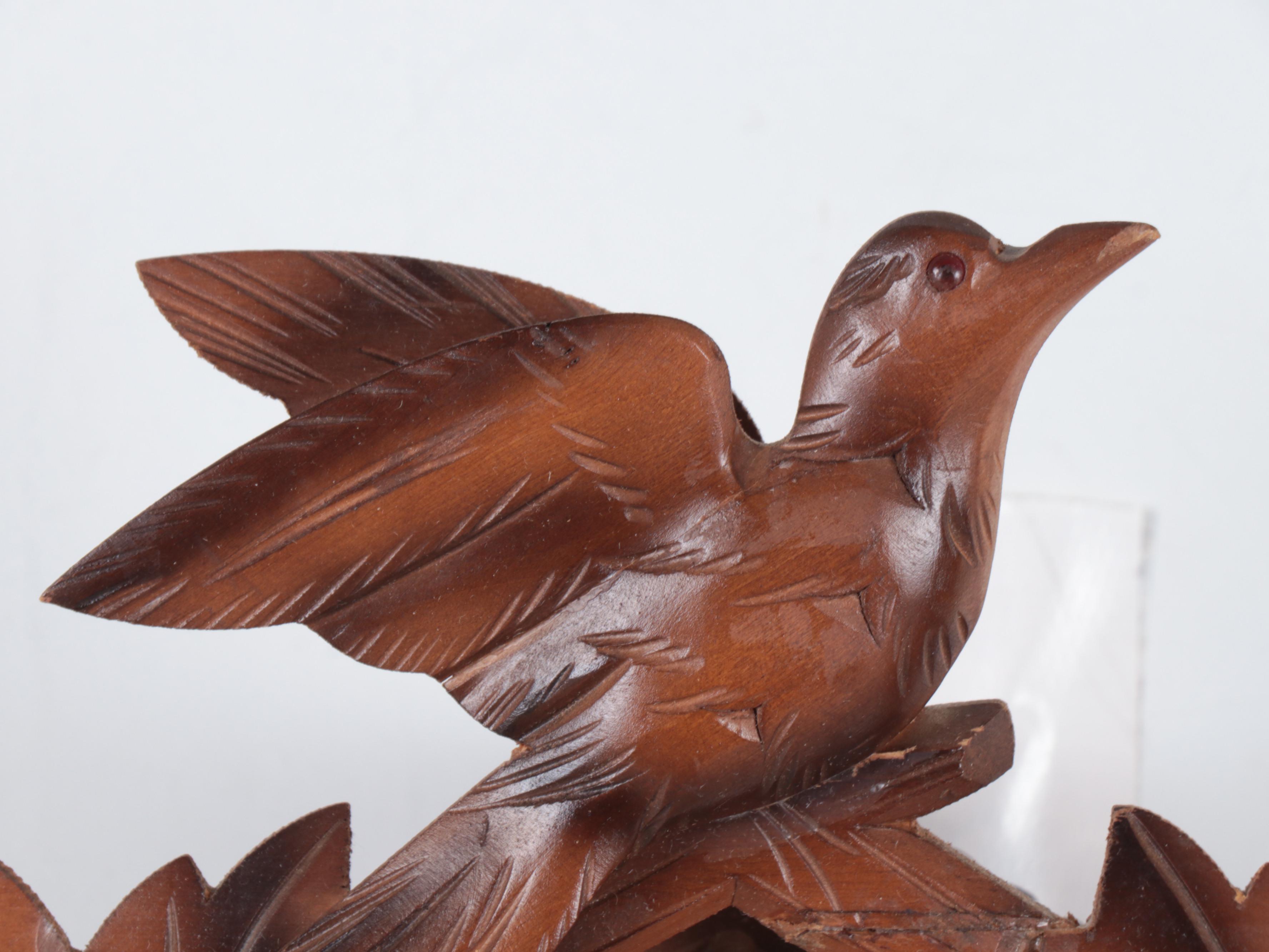 German Black Forest Style Carved Wood Traditional Cuckoo Clock