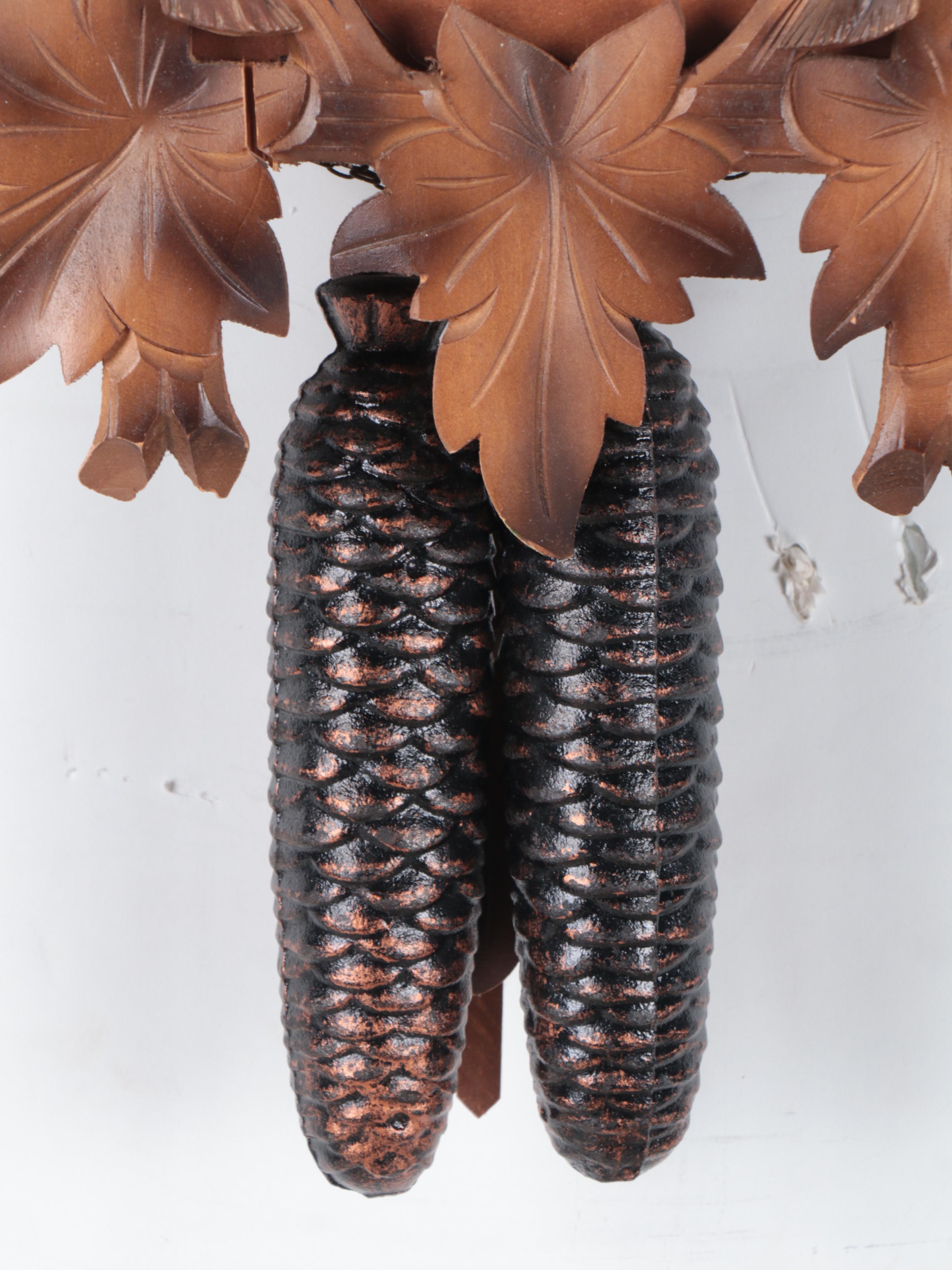 German Black Forest Style Carved Wood Traditional Cuckoo Clock