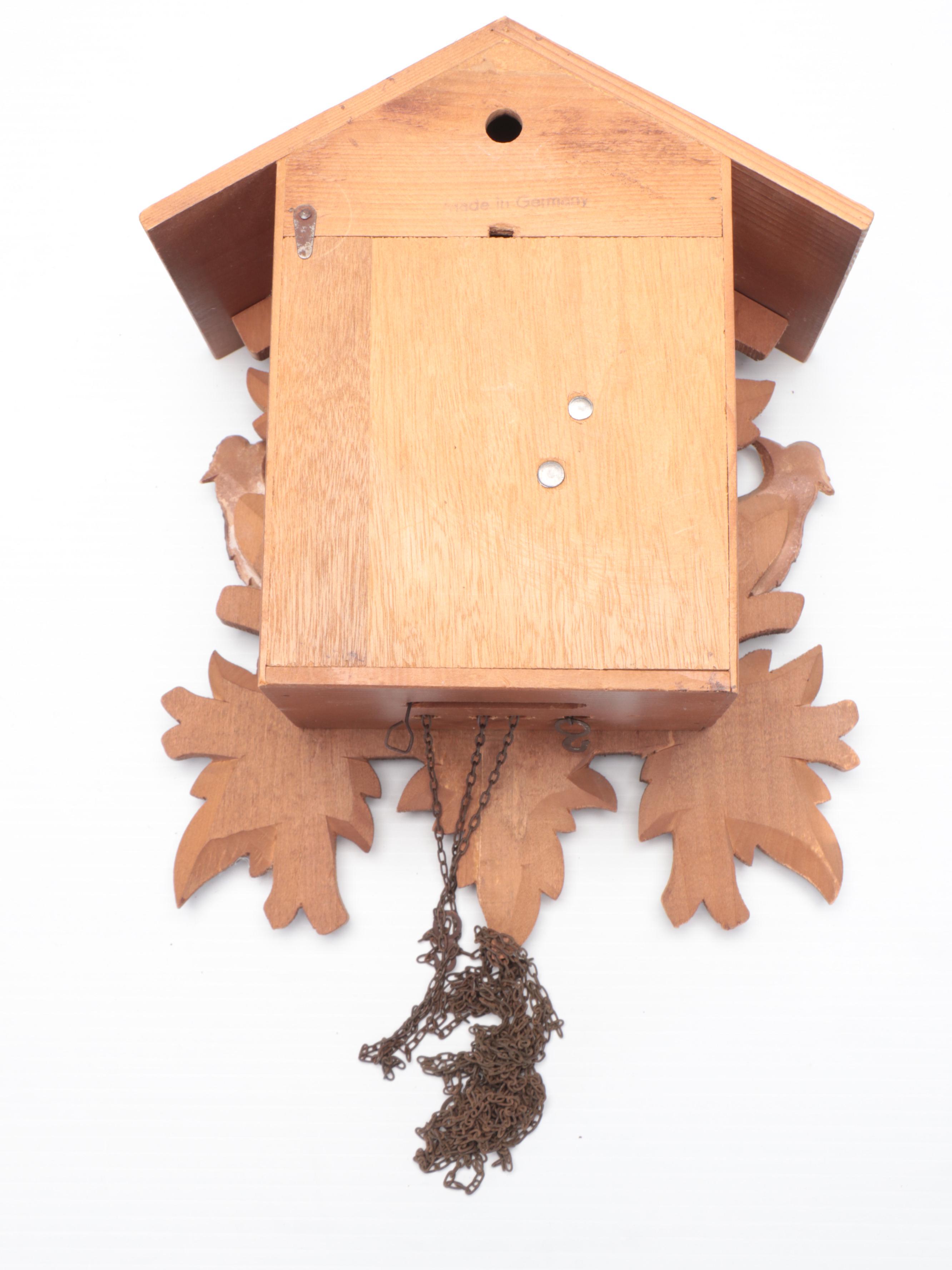 German Black Forest Style Carved Wood Traditional Cuckoo Clock
