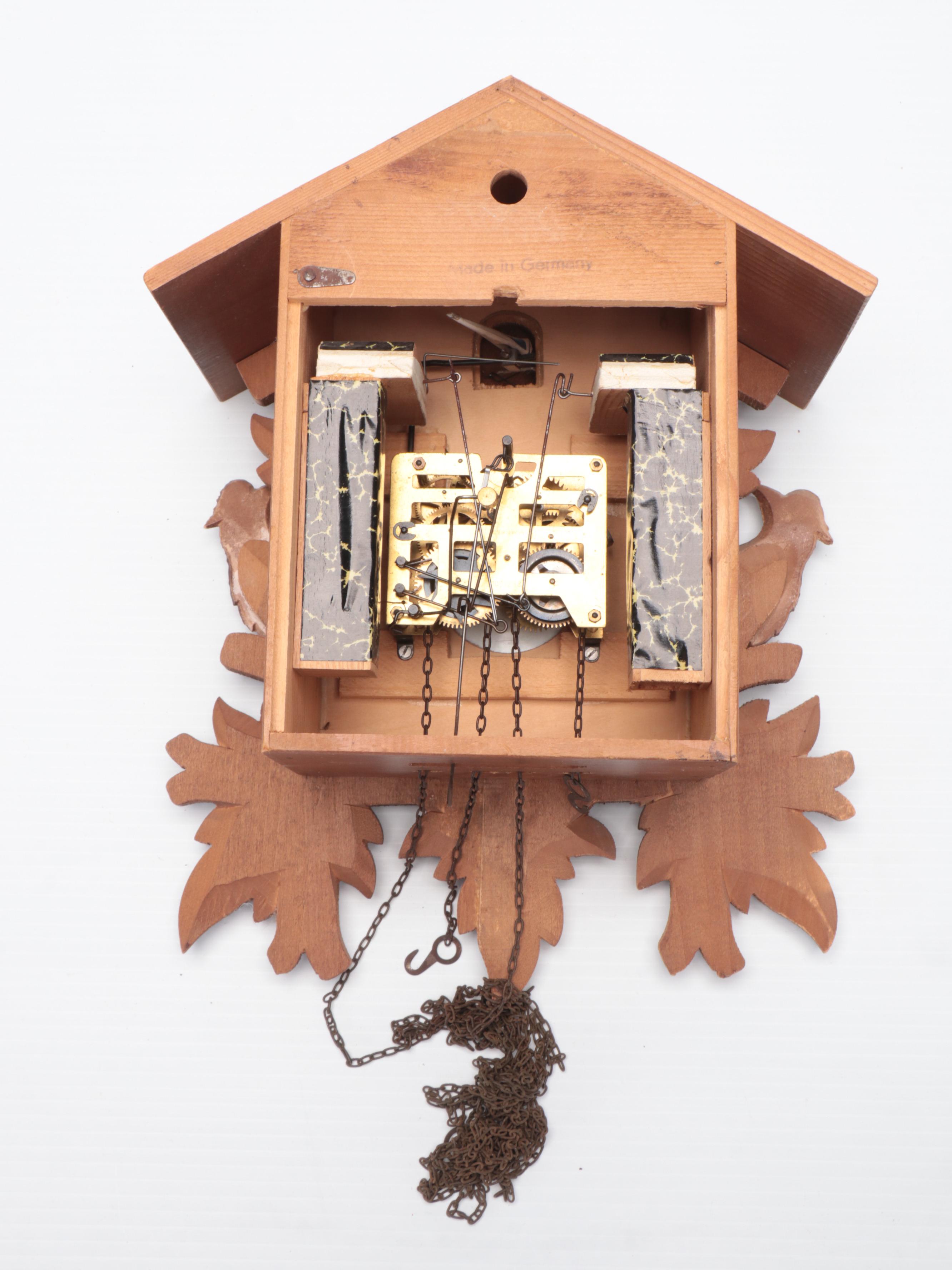 German Black Forest Style Carved Wood Traditional Cuckoo Clock