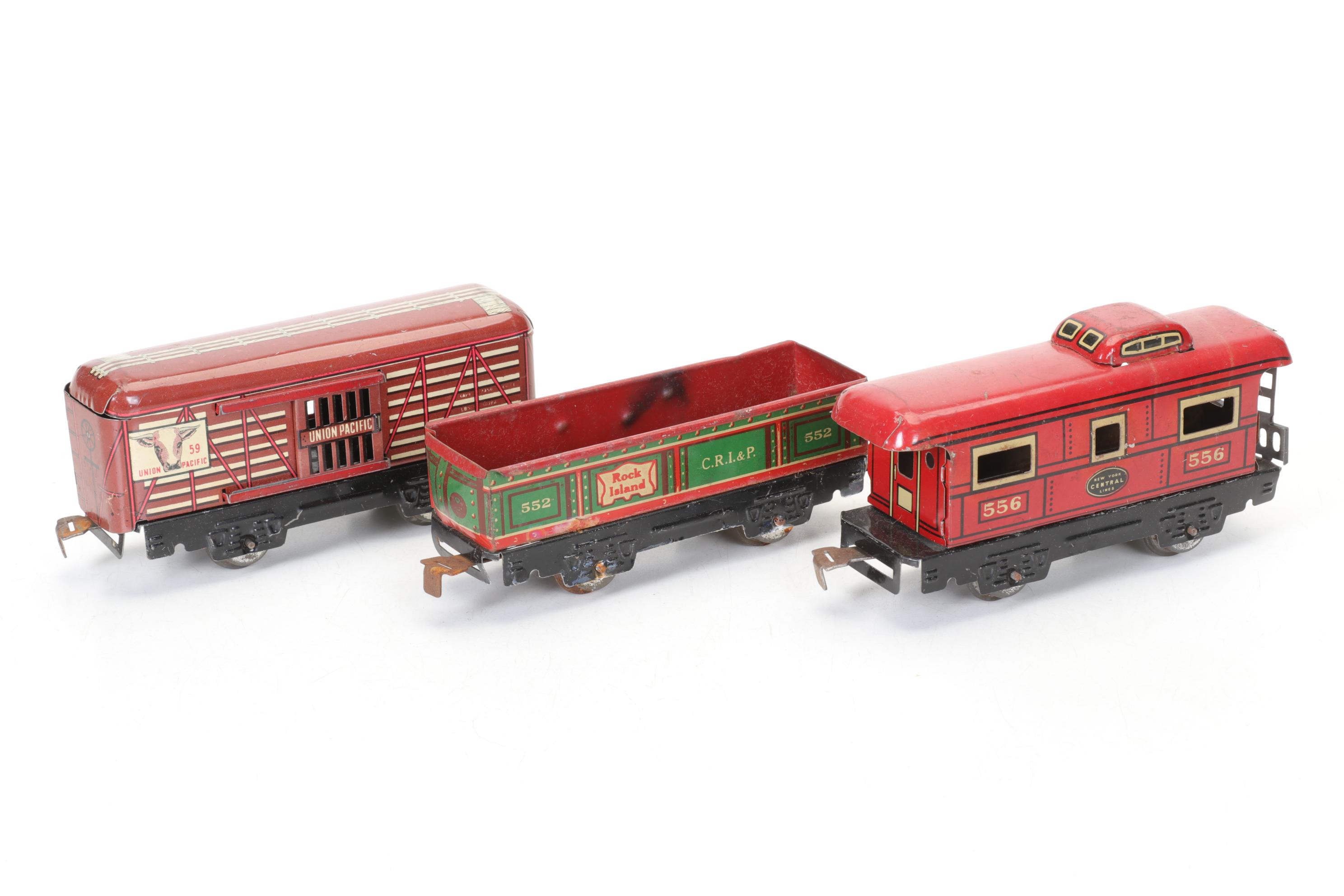 Marx O-Gauge Three-Rail Train Set with HO Scale Buildings and Accessories