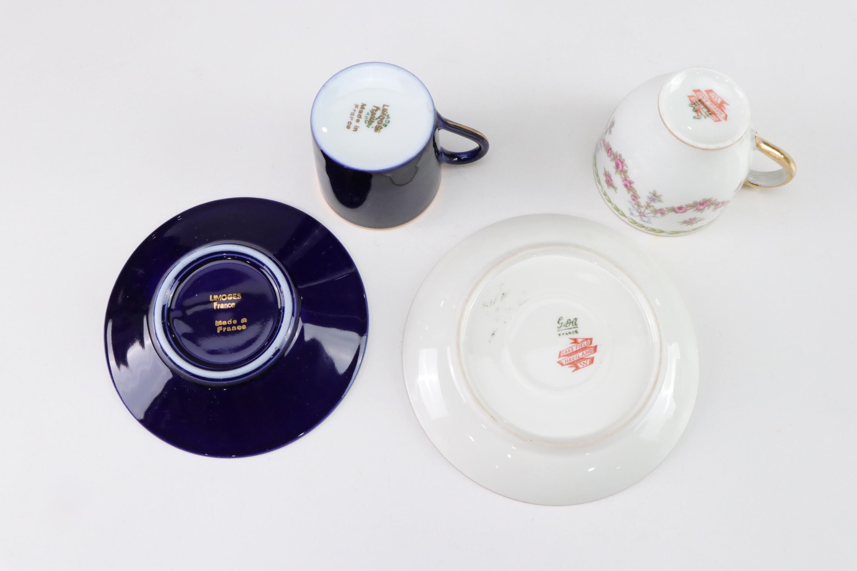 Assorted Porcelain Cups and Saucers with George III's Mug