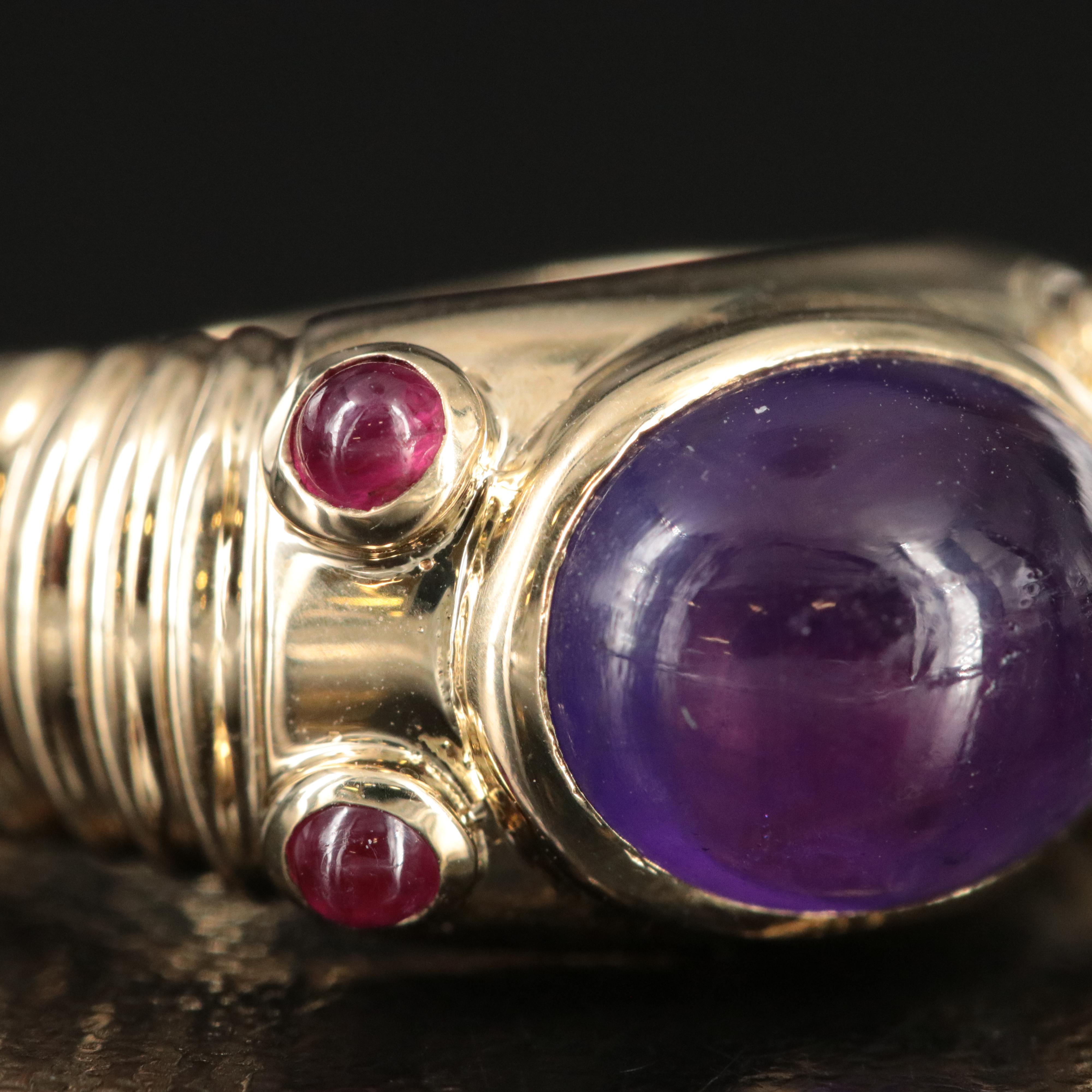 David Yurman 14K Amethyst and Ruby Ring