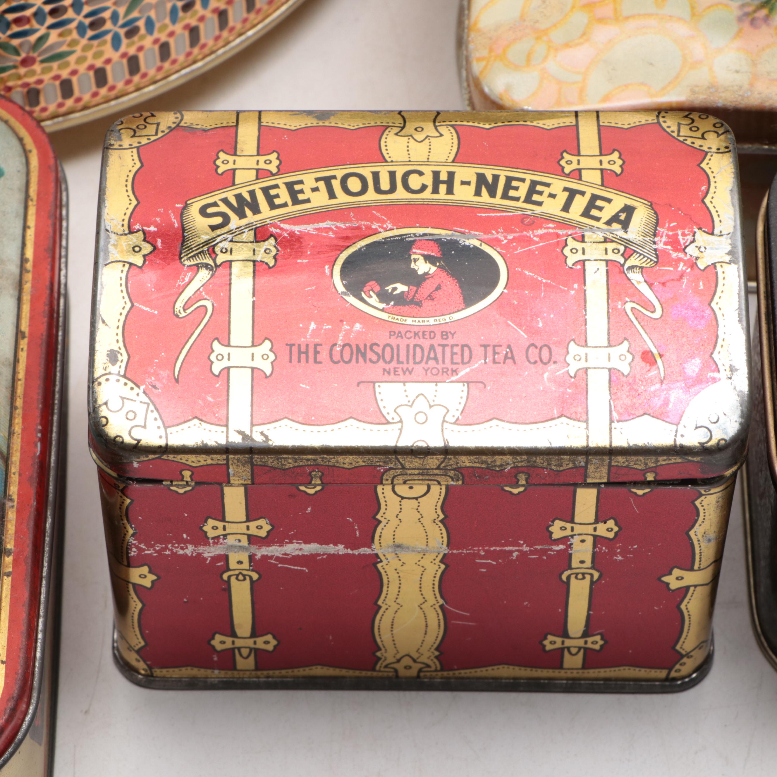 Huntley & Palmer Biscuit Tin with Singer Sewing Tin and More Vintage Tins