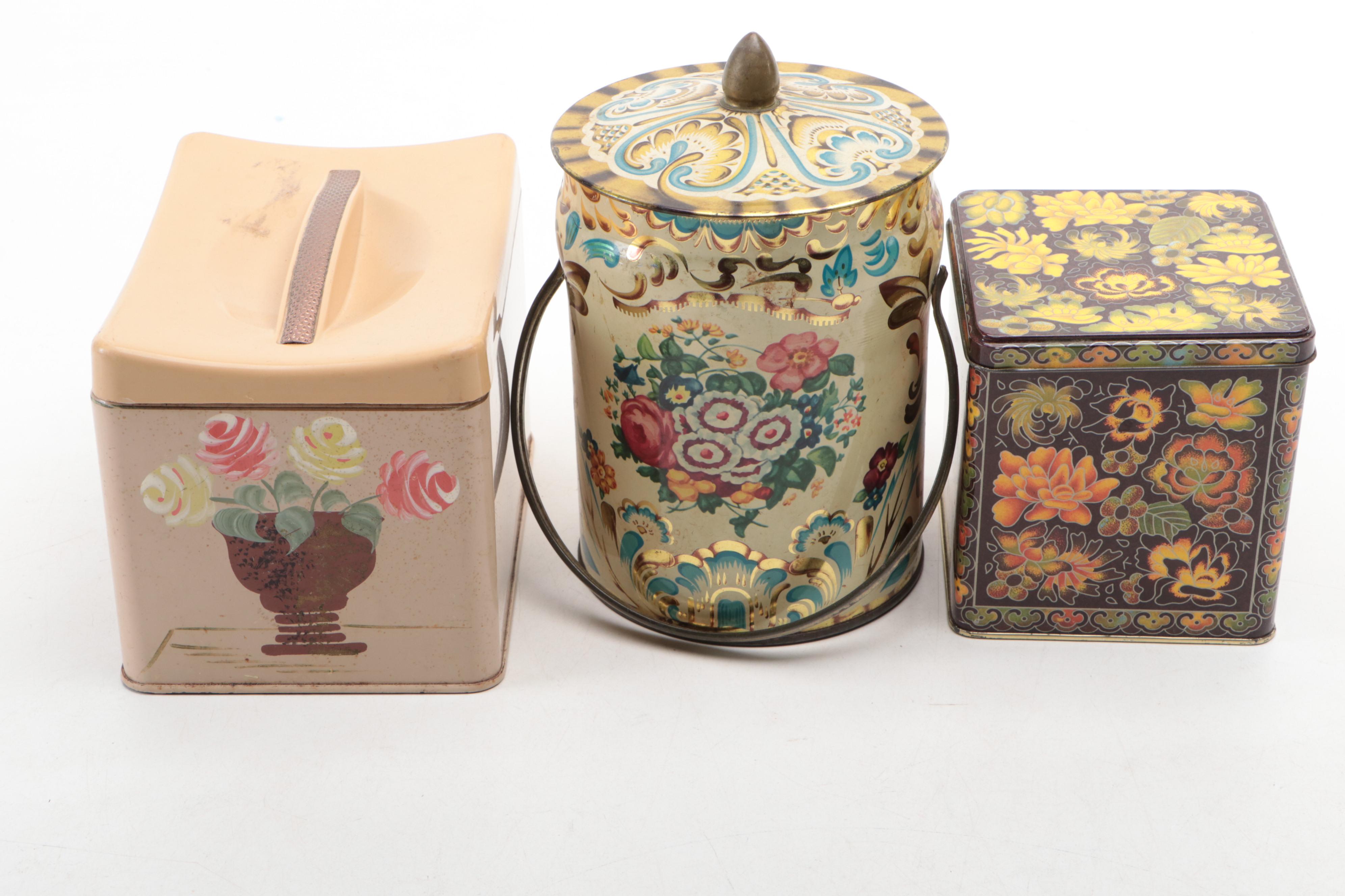 Huntley & Palmer Biscuit Tin with Singer Sewing Tin and More Vintage Tins