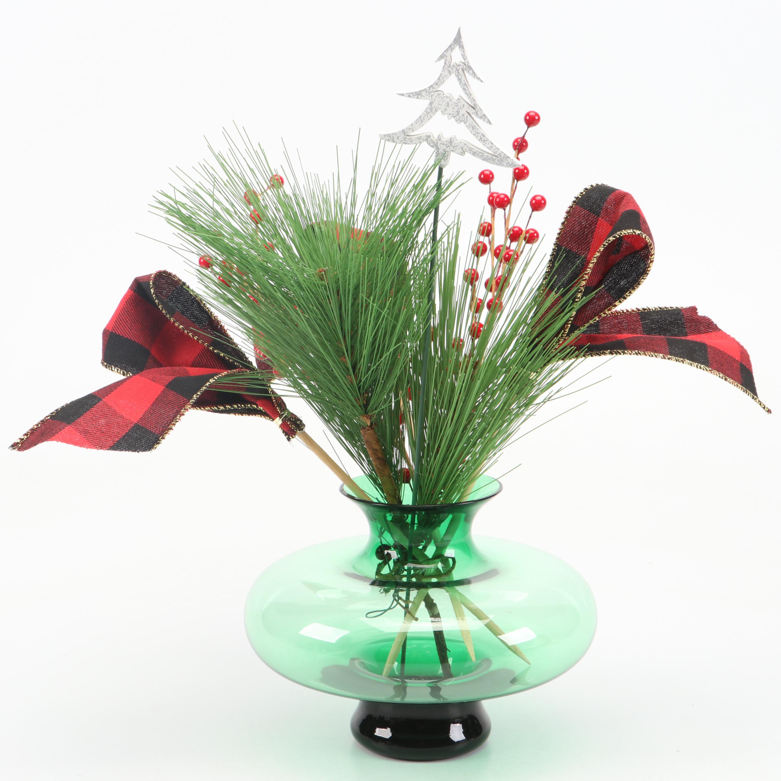 Smith & Hawken Dyed Wood Wreaths with Green Glass Vase and More