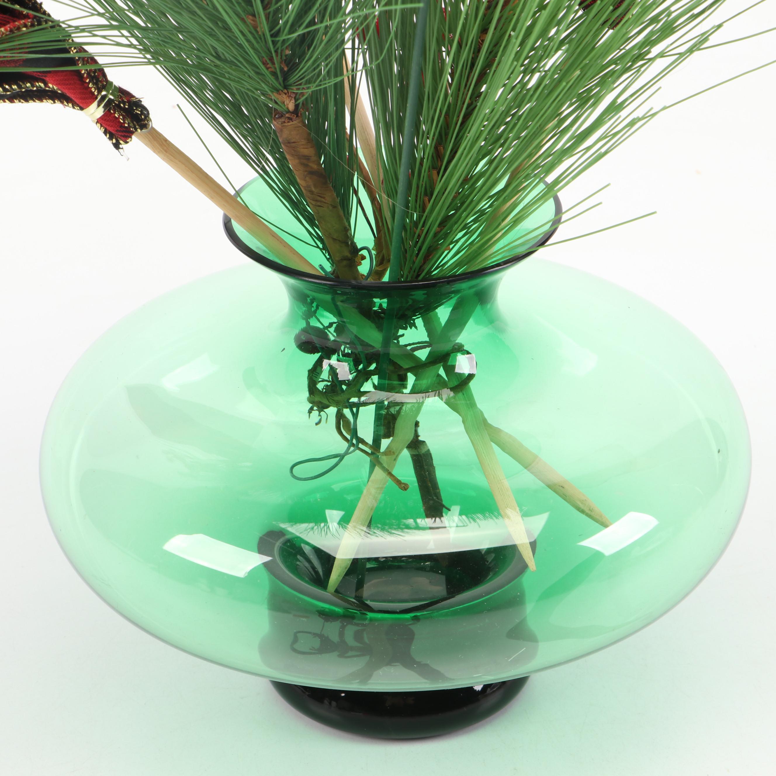 Smith & Hawken Dyed Wood Wreaths with Green Glass Vase and More