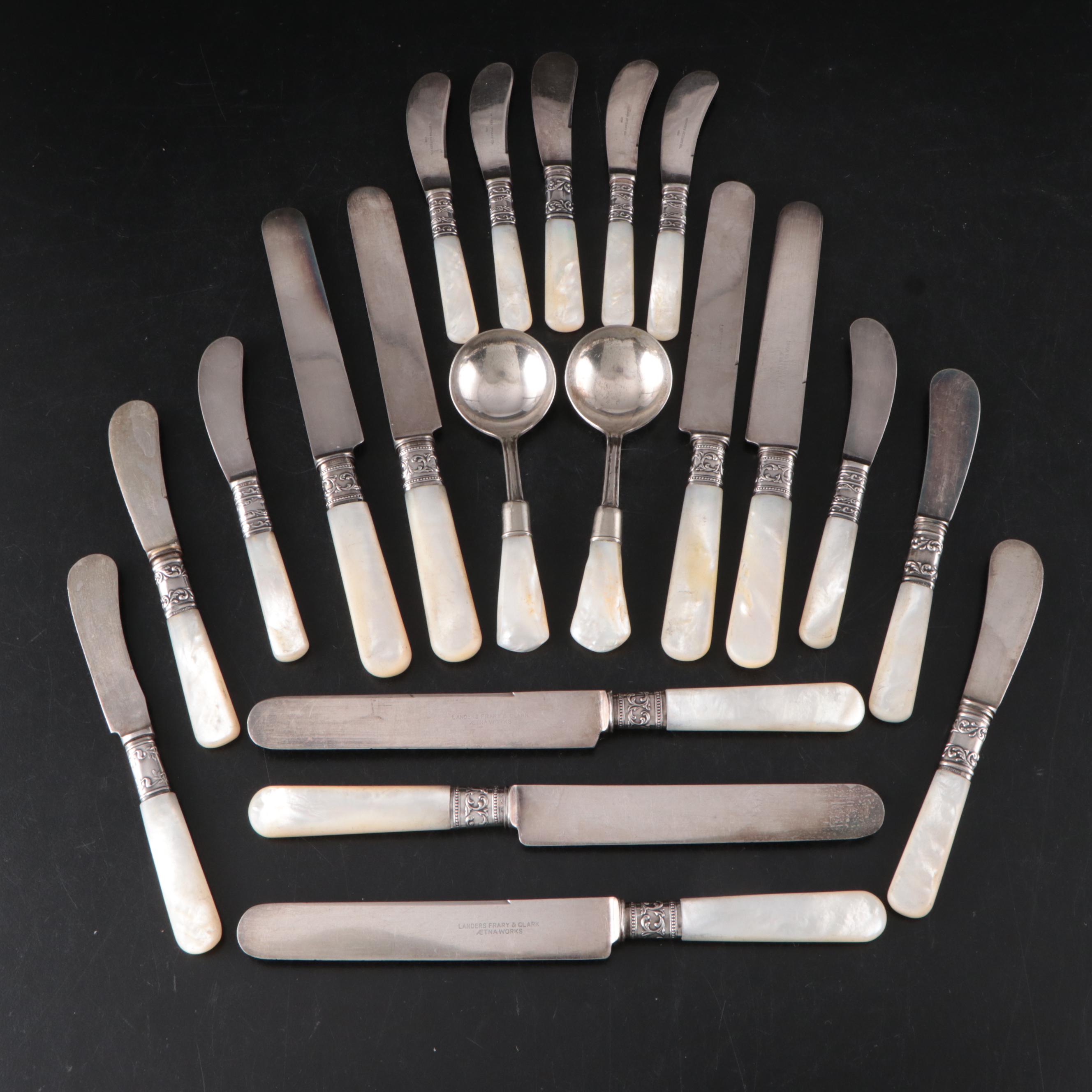 Landers, Frary & Clark Knives with Other Sterling Bolstered MOP Handled Flatware