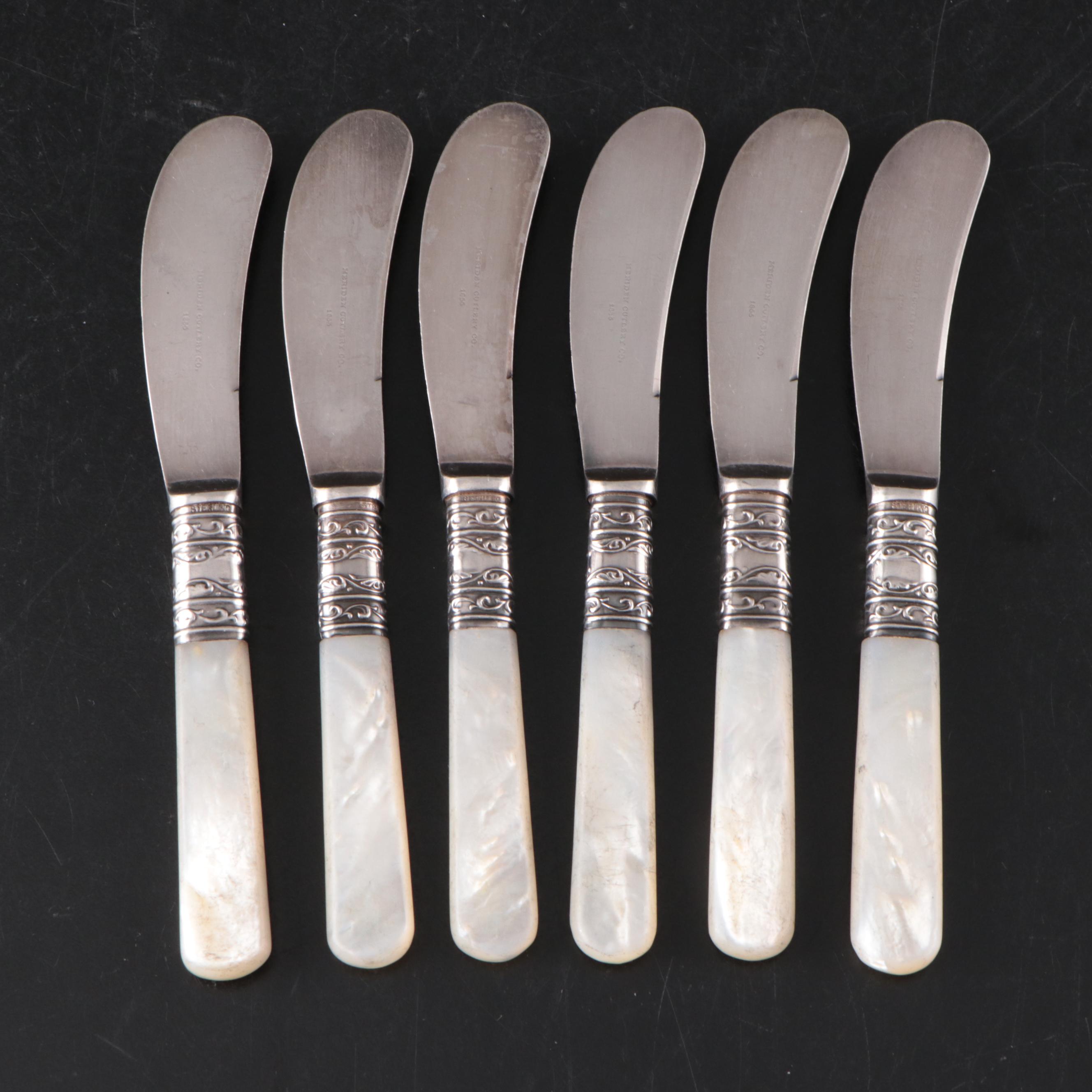 Landers, Frary & Clark Knives with Other Sterling Bolstered MOP Handled Flatware