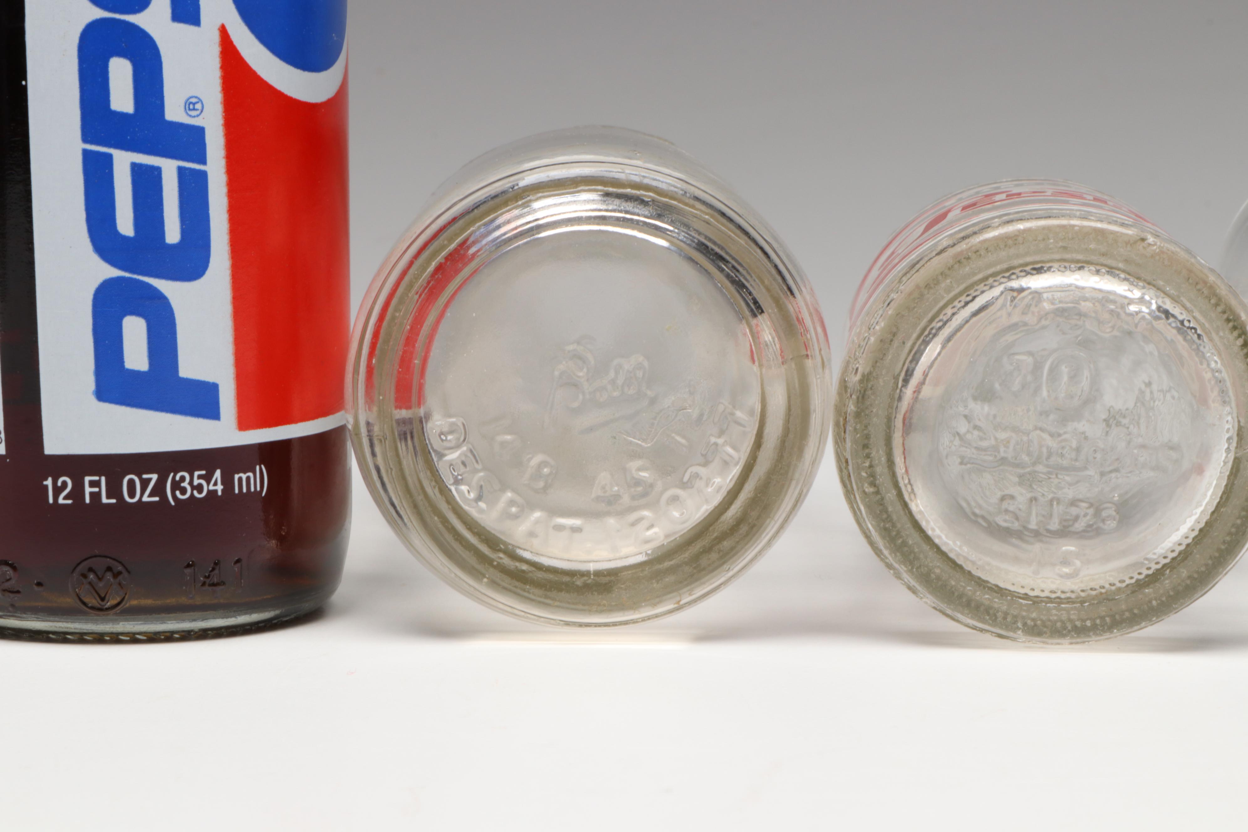 Winston Cup Victory & Other Pepsi Bottles with Pepsi-Cola Soda Fountain Glasses