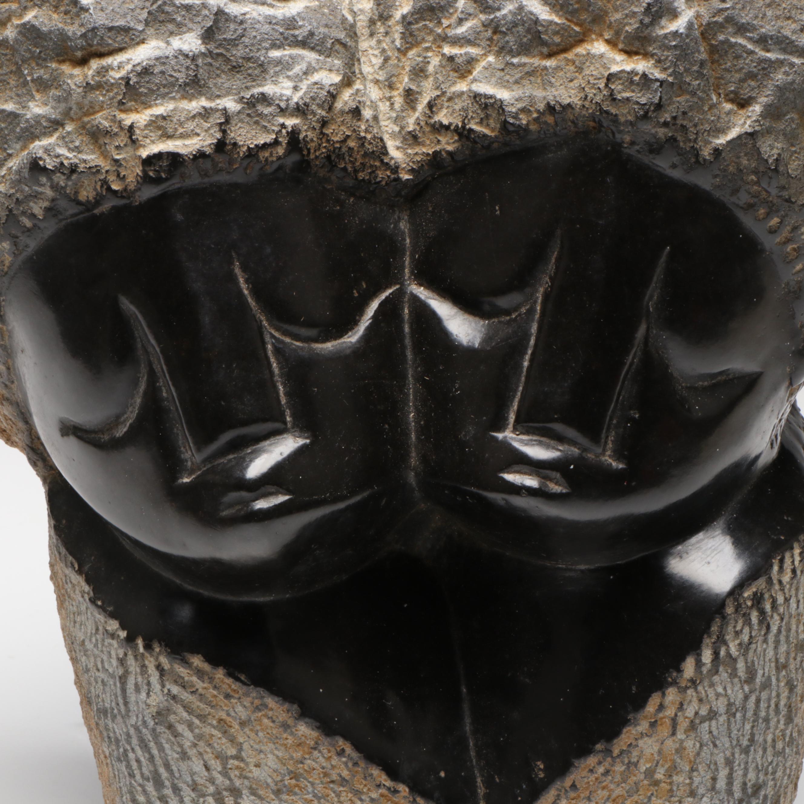 Shona Hand-Carved Springstone Serpentine Figural Sculpture