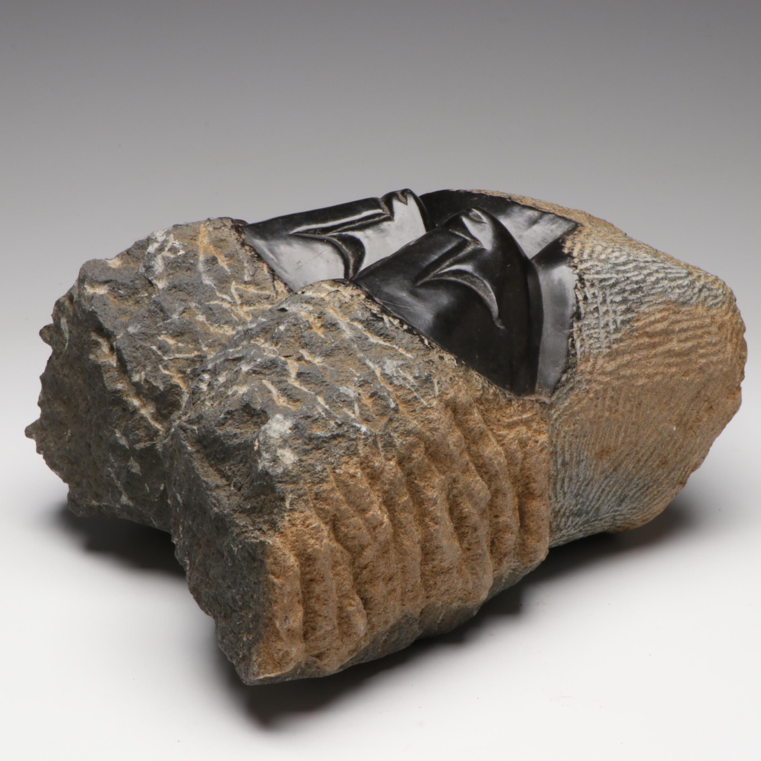 Shona Hand-Carved Springstone Serpentine Figural Sculpture