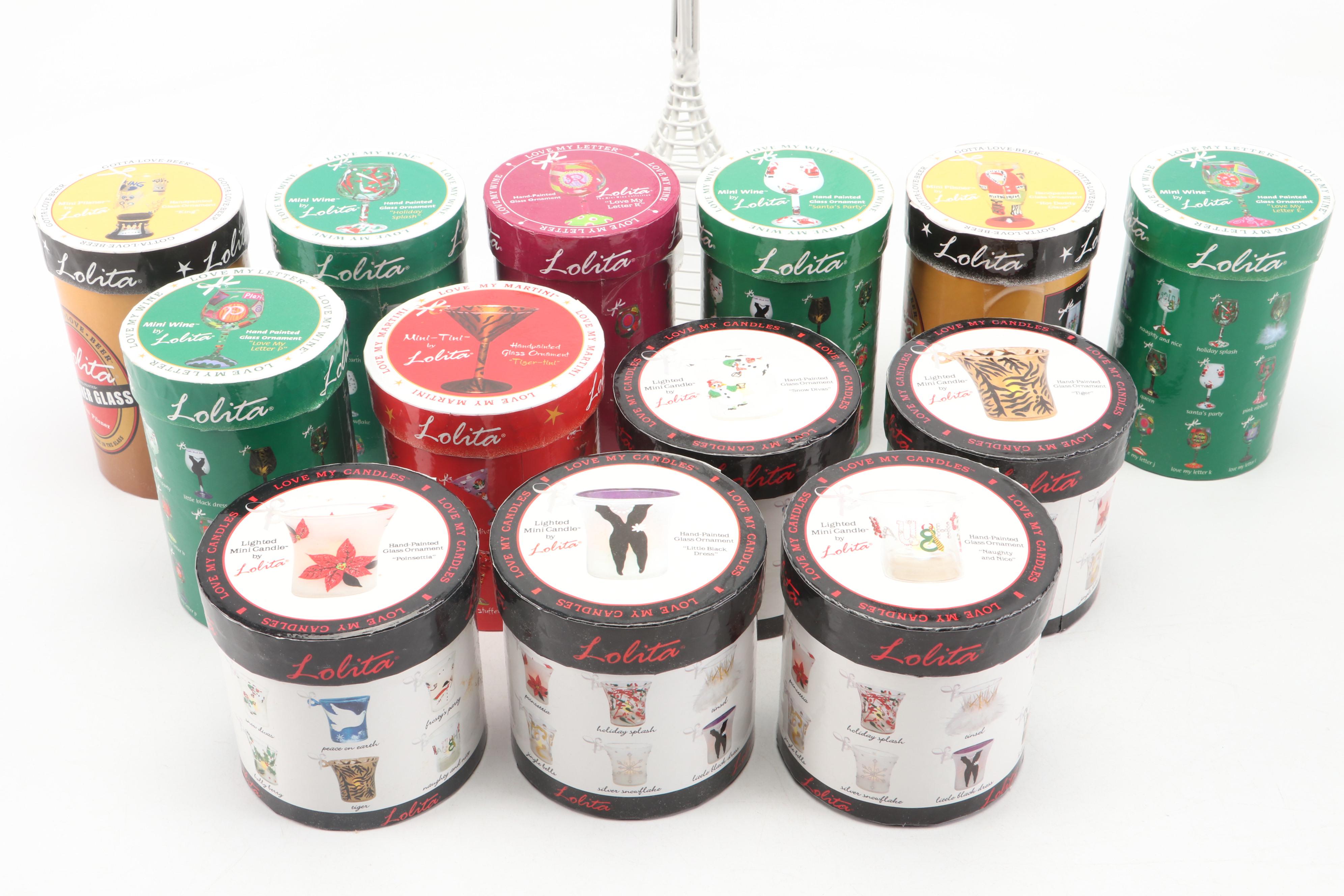 Lolita " Tiger-tini," "Poinsetta," and More Hand-Painted Ornaments with Tree