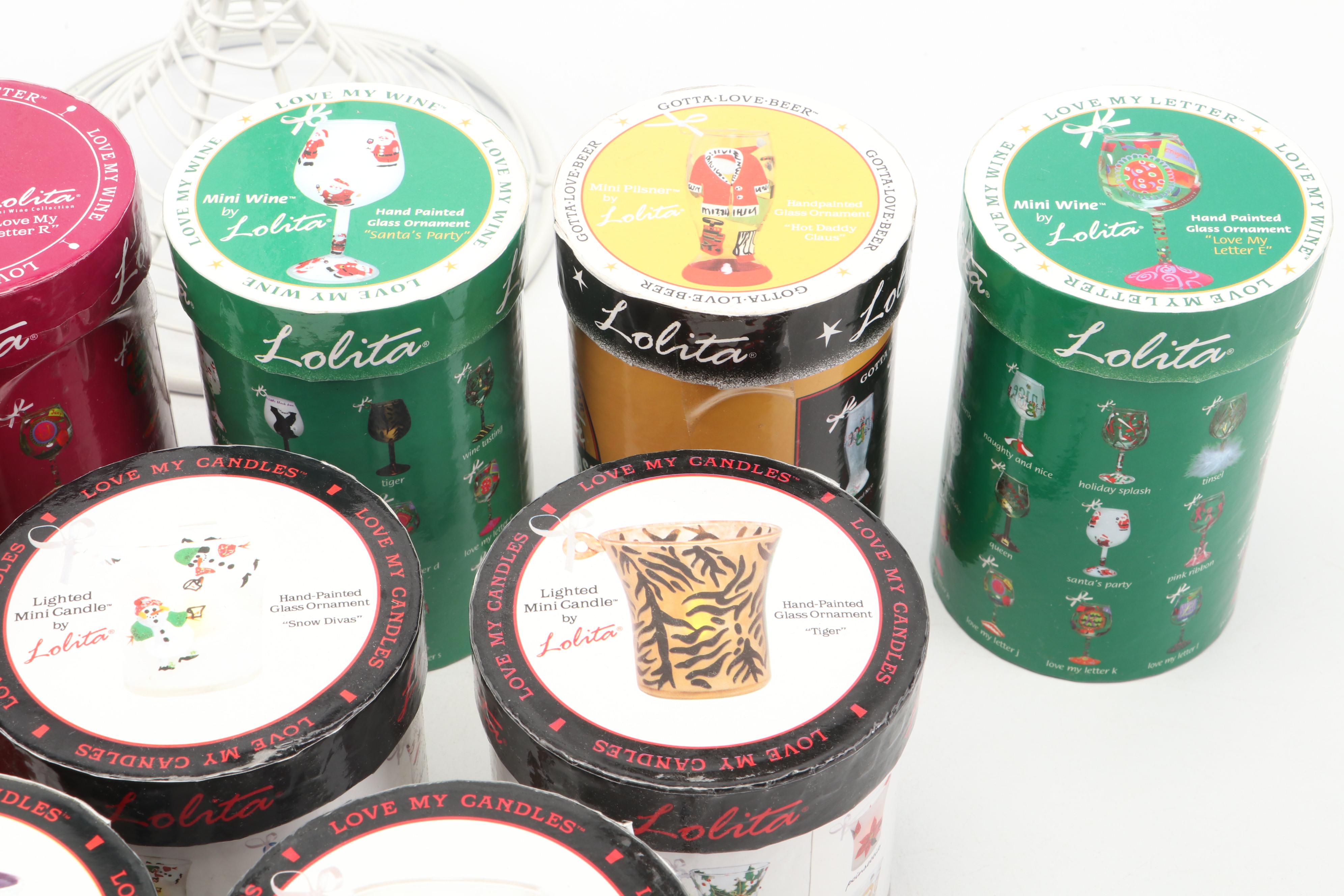 Lolita " Tiger-tini," "Poinsetta," and More Hand-Painted Ornaments with Tree