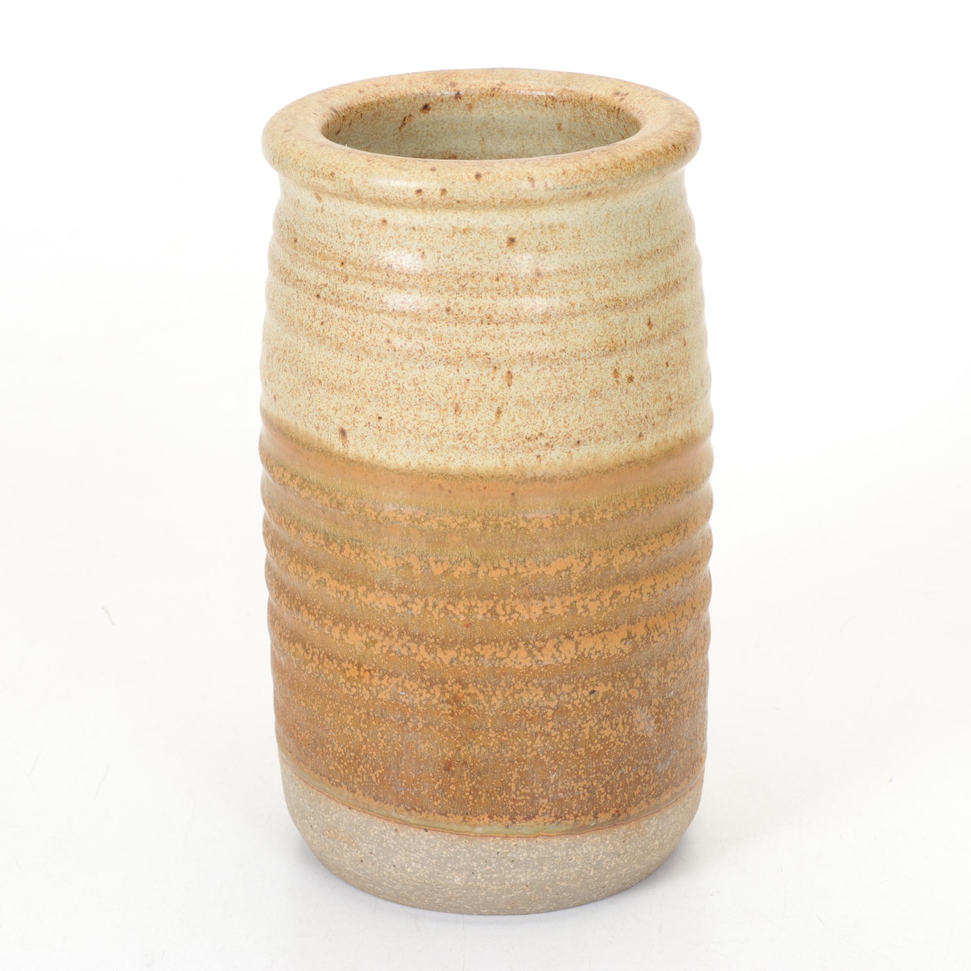 Handmade Salt Glazed Stoneware Vase Duo